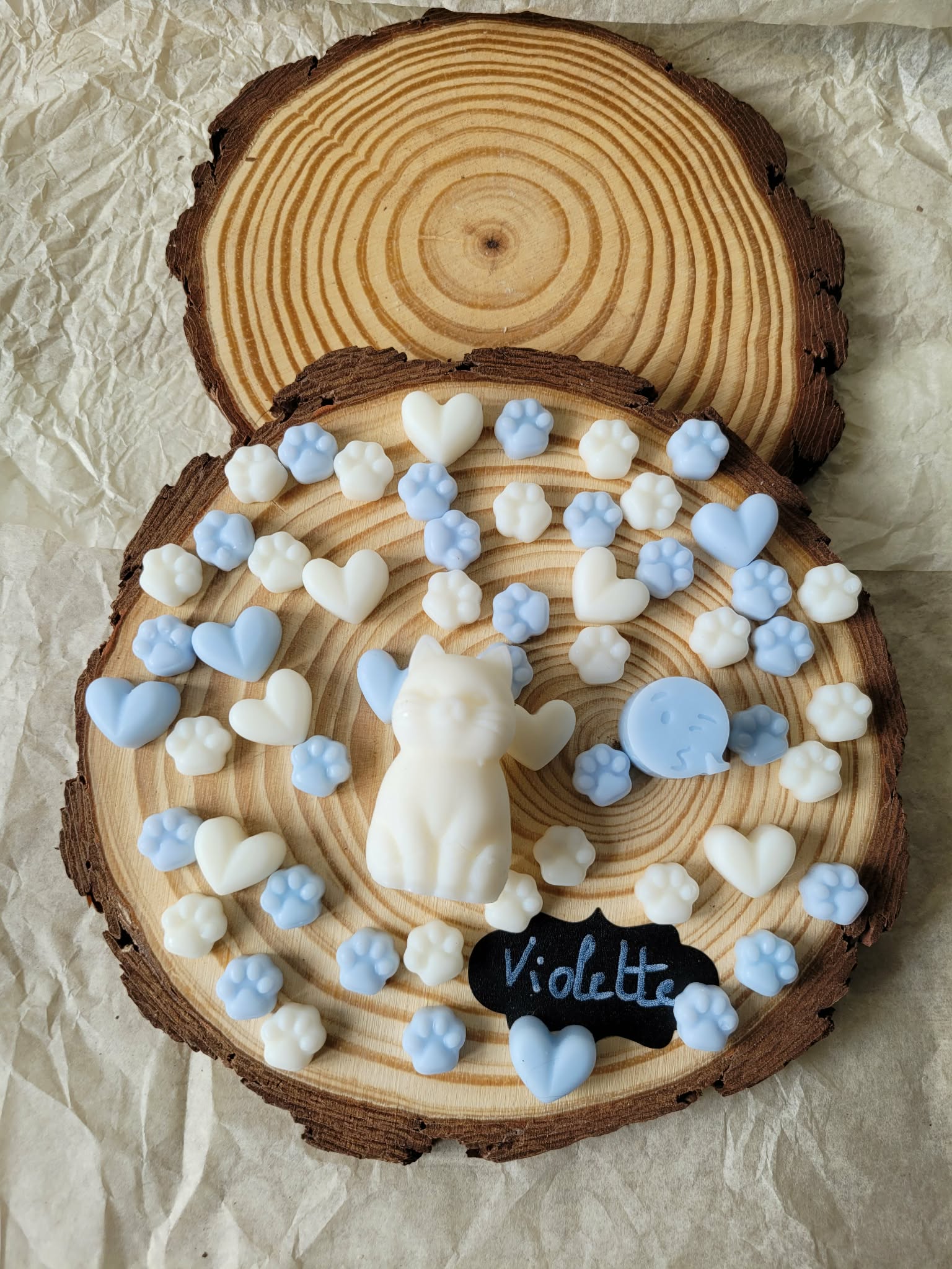 Fondants parfumés Cha'Chat et ses Mini Patounes 🐱🐾💜 Violette – 44g | Fabrication artisanale