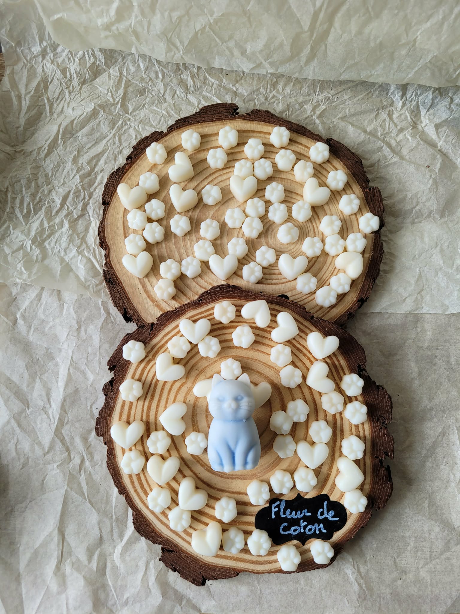Fondants parfumés Cha'Chat et ses Mini Patounes 🐱🐾🌸 Fleur de Coton – 66g | Fabrication artisanale