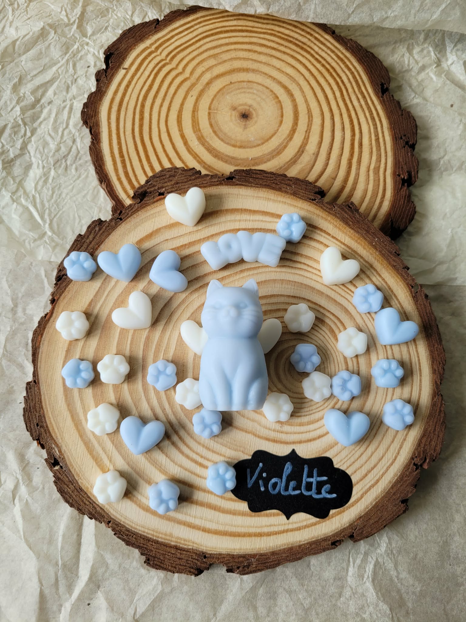 Fondants parfumés Cha'Chat et ses Mini Patounes 🐱🐾💜 Violette – 32g | Fabrication artisanale