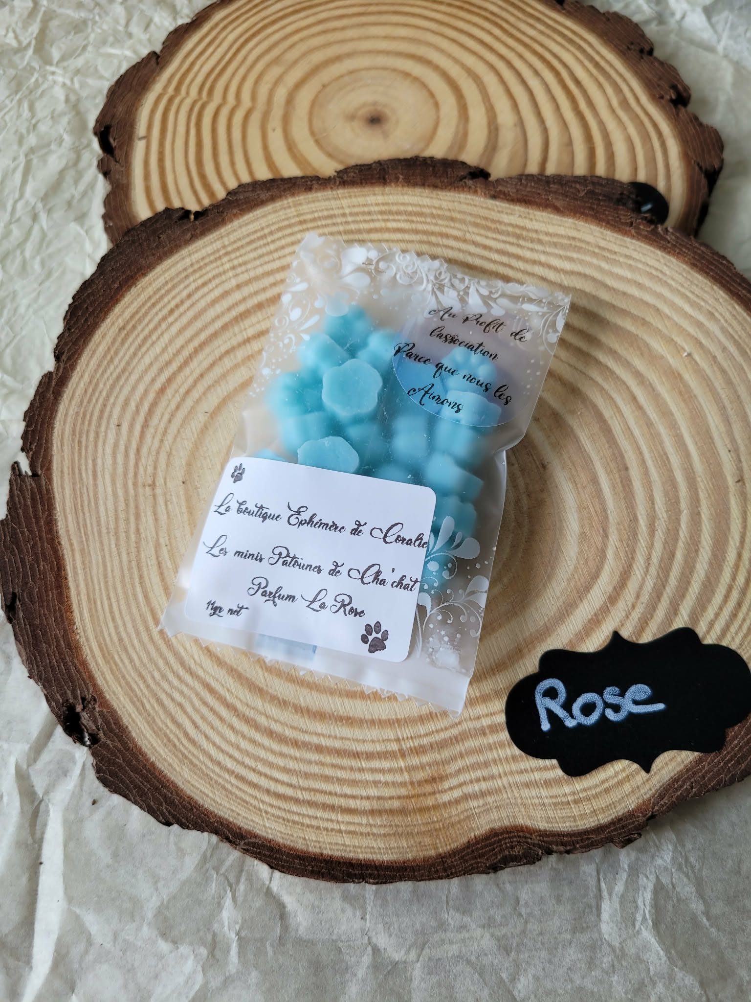 Fondants parfumés Les Minis Patounes de Cha'Chat 🐾🐱🌹 Rose – 11g | Fabrication artisanale