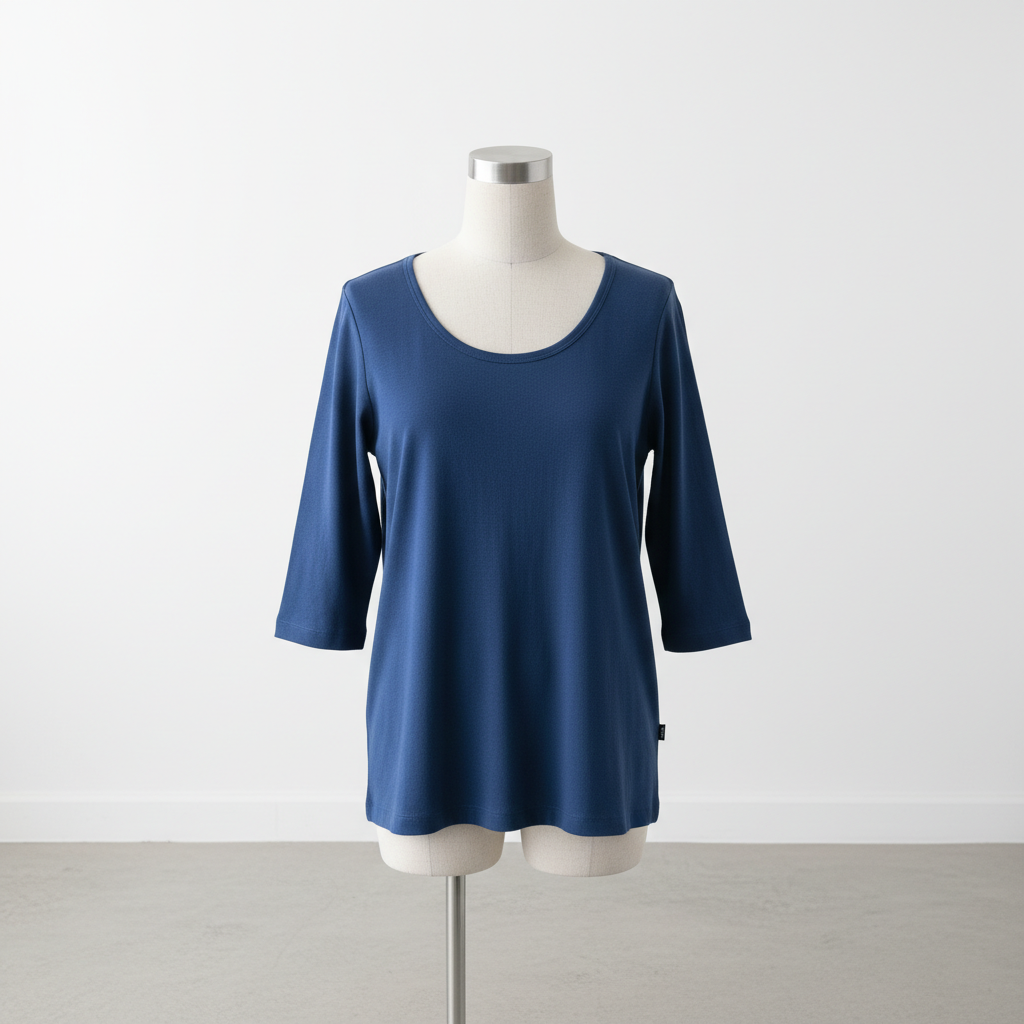 Women's Classic Navy Blue 3/4 Sleeve Top