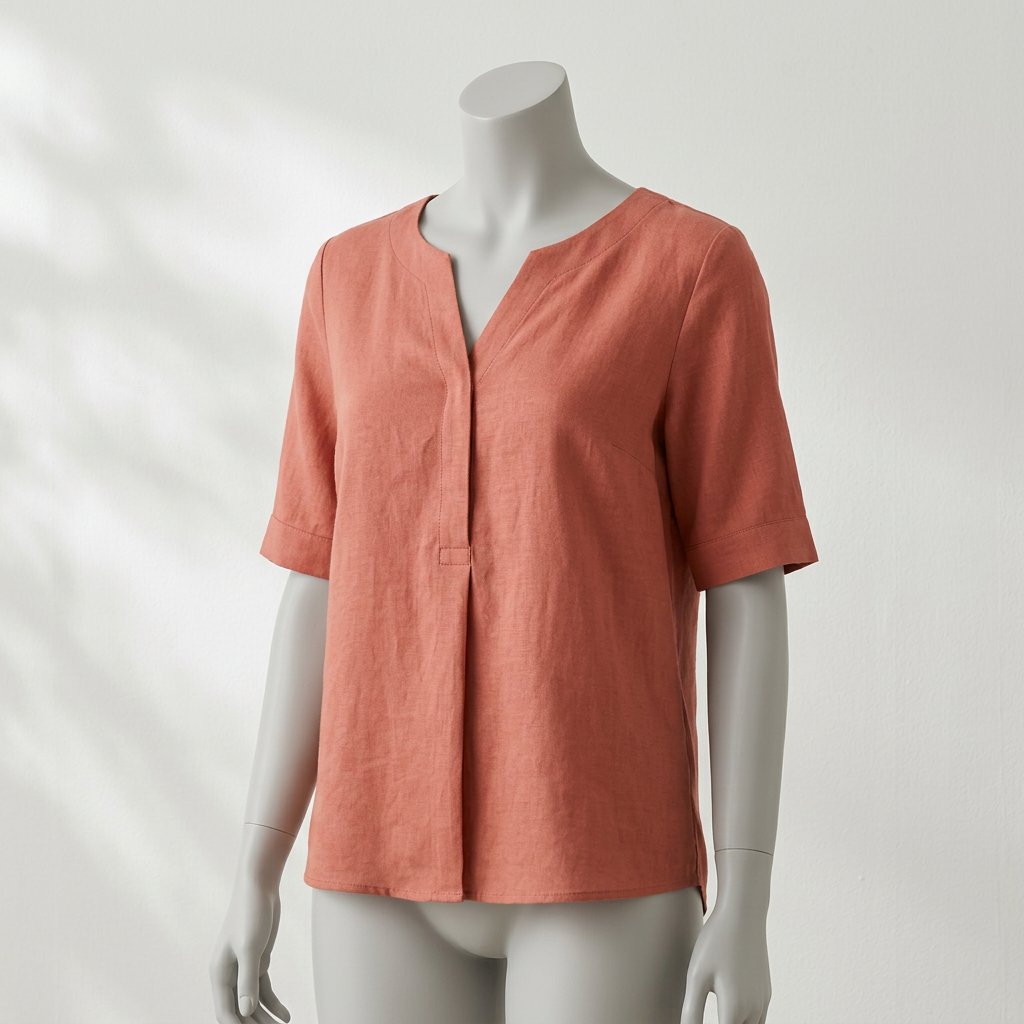 Women's Linen V-Neck Blouse