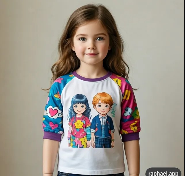 Kids Cartoon Graphic Raglan T-Shirt