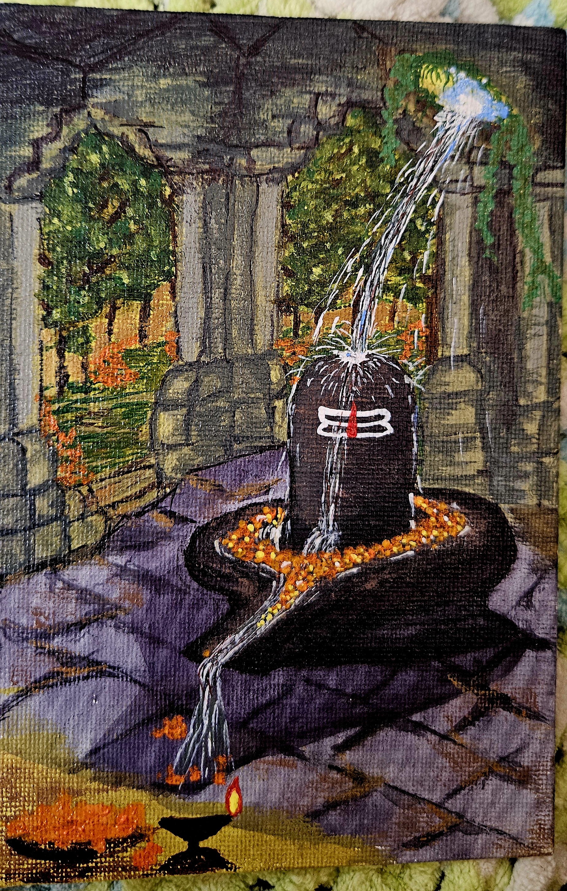 Shiva Lingam Water Fountain Painting