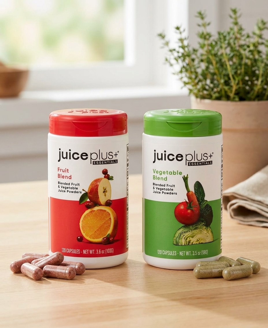 JuicePlus+ Fruit and Vegetable Blend: for Solid Nutritional Foundation - Boost Family's Health with 20 Fruits & Veggies Plus Plant Nutrients - Prepacked 2 Bottles (60 Servings of Fruit, 60 of Veg)