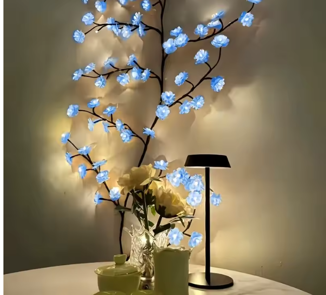 96LEDs Cherry Blossom Branch Decoration Night Lights,8 Modes USB Powered Ideal Wall Atmosphere Light Strings