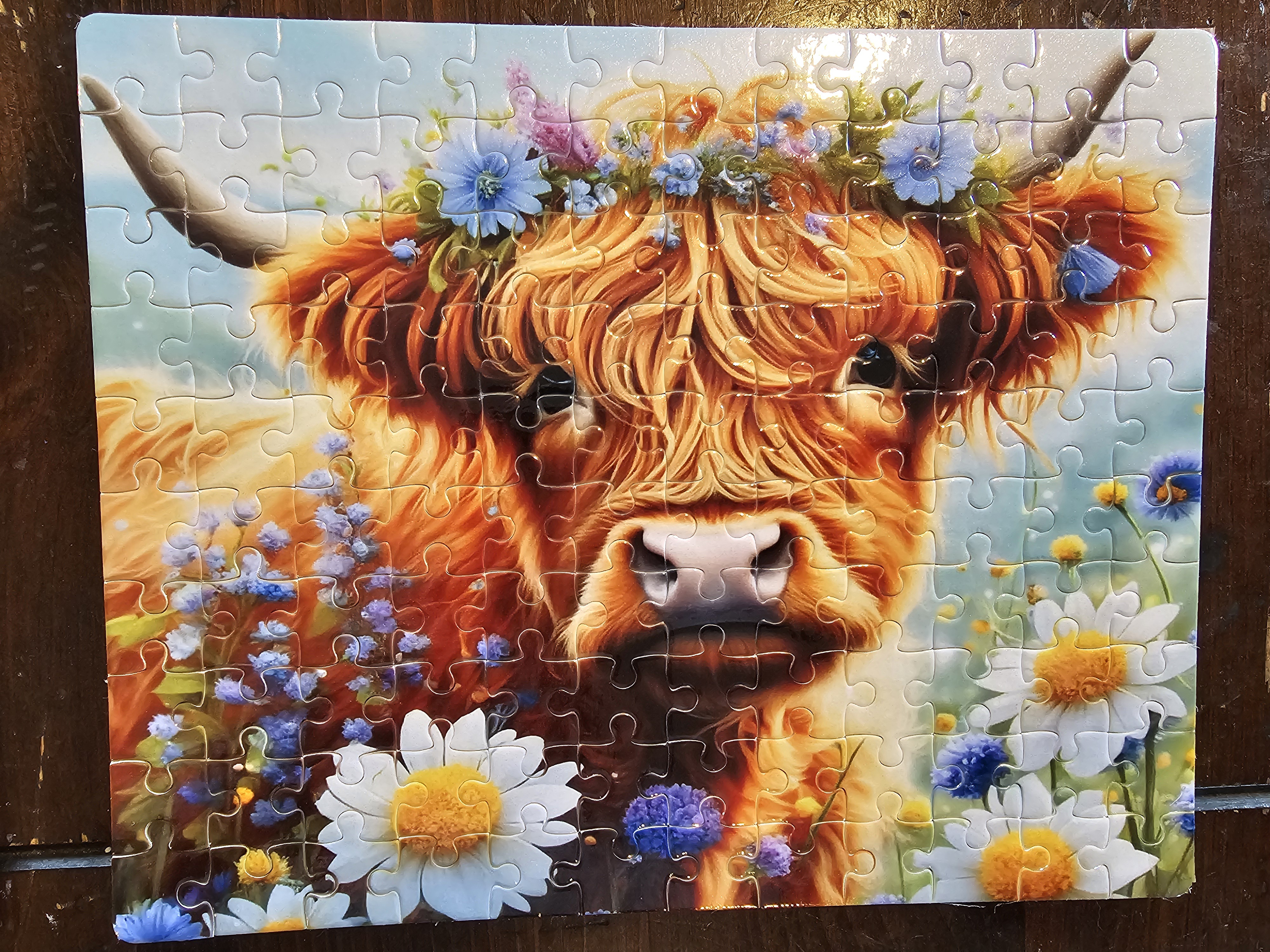 Highland Cow Flower Puzzle