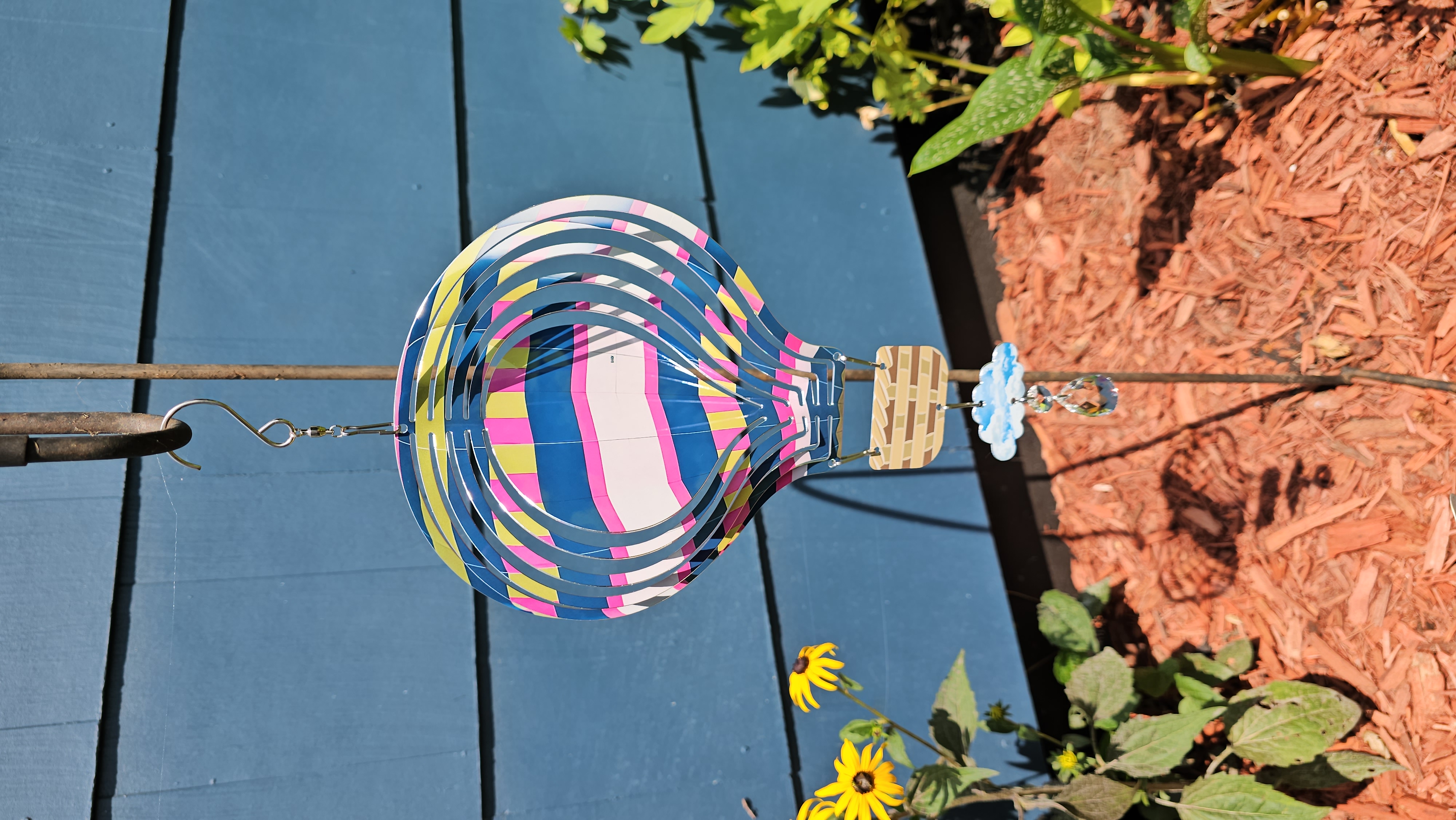 Striped Hot Air Balloon Wind Spinner
