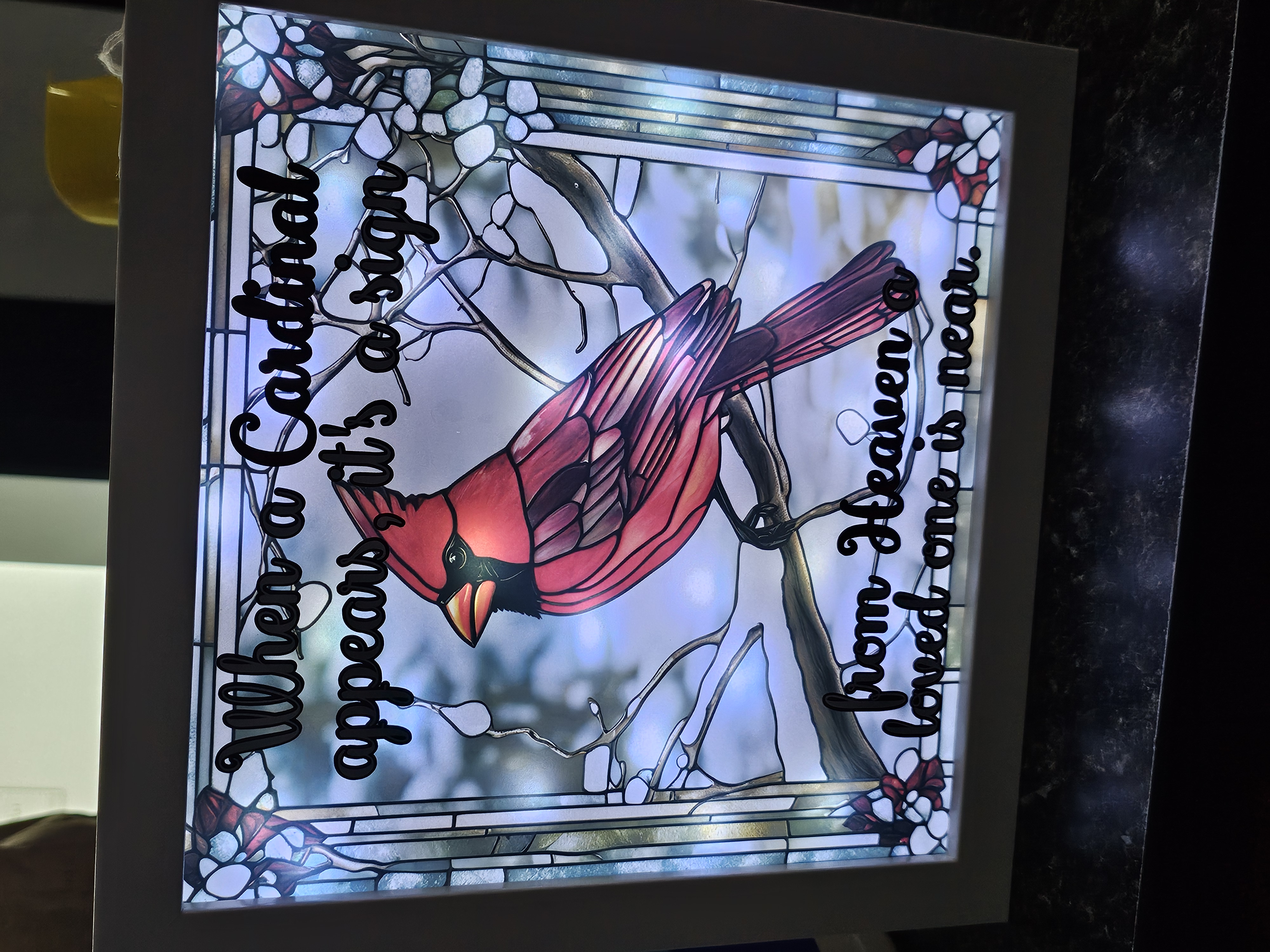 Lighted Cardinal Memorial Framed Art