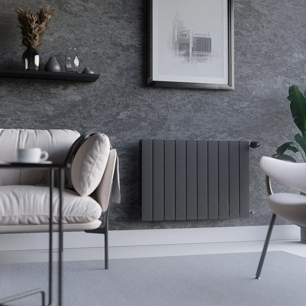 Radiador Pluss Grafito 500 Elemento P/calefacción + Kit