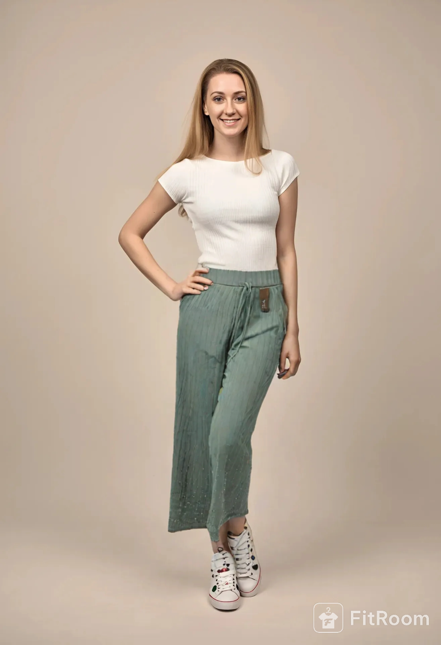Pantalones Verde Aqua con brillos en la parte inferior TALLA UNICA