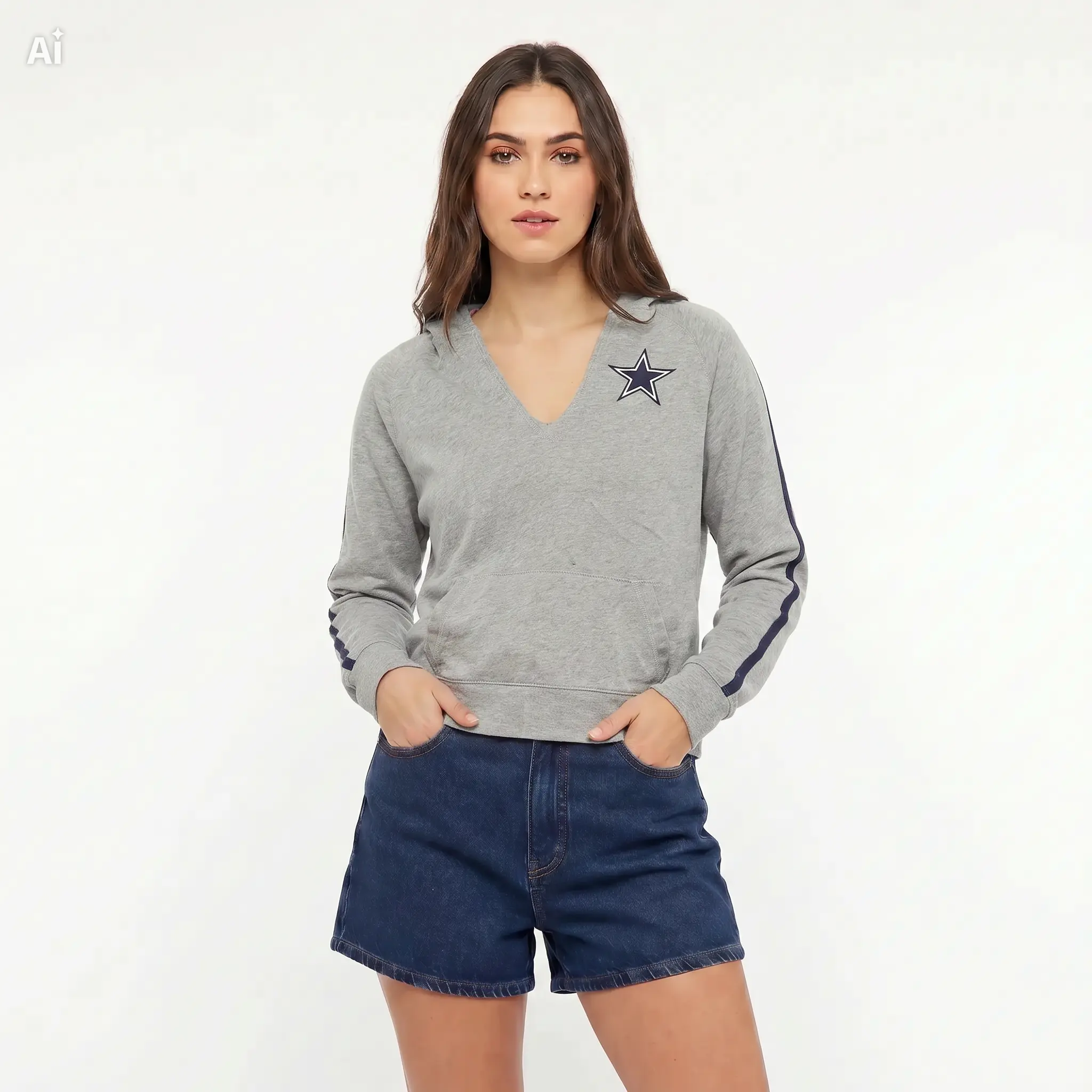 Sudadera gris DALLAS NFL-PINK Talla M amplia