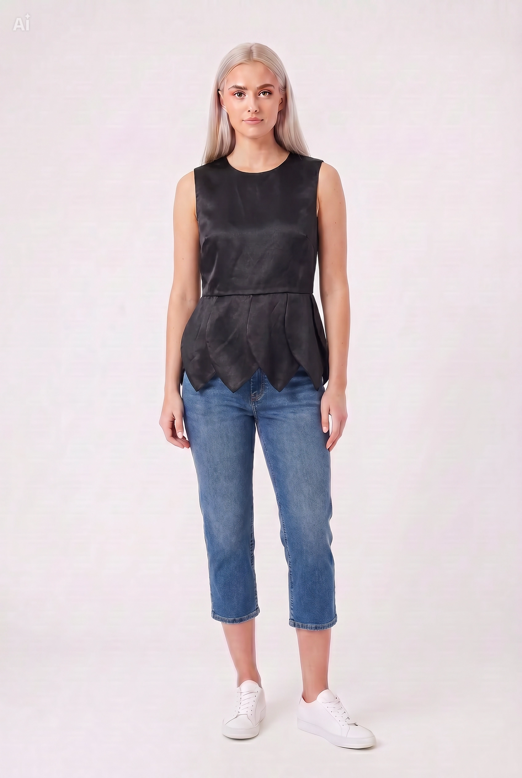 Blusa negra satinada