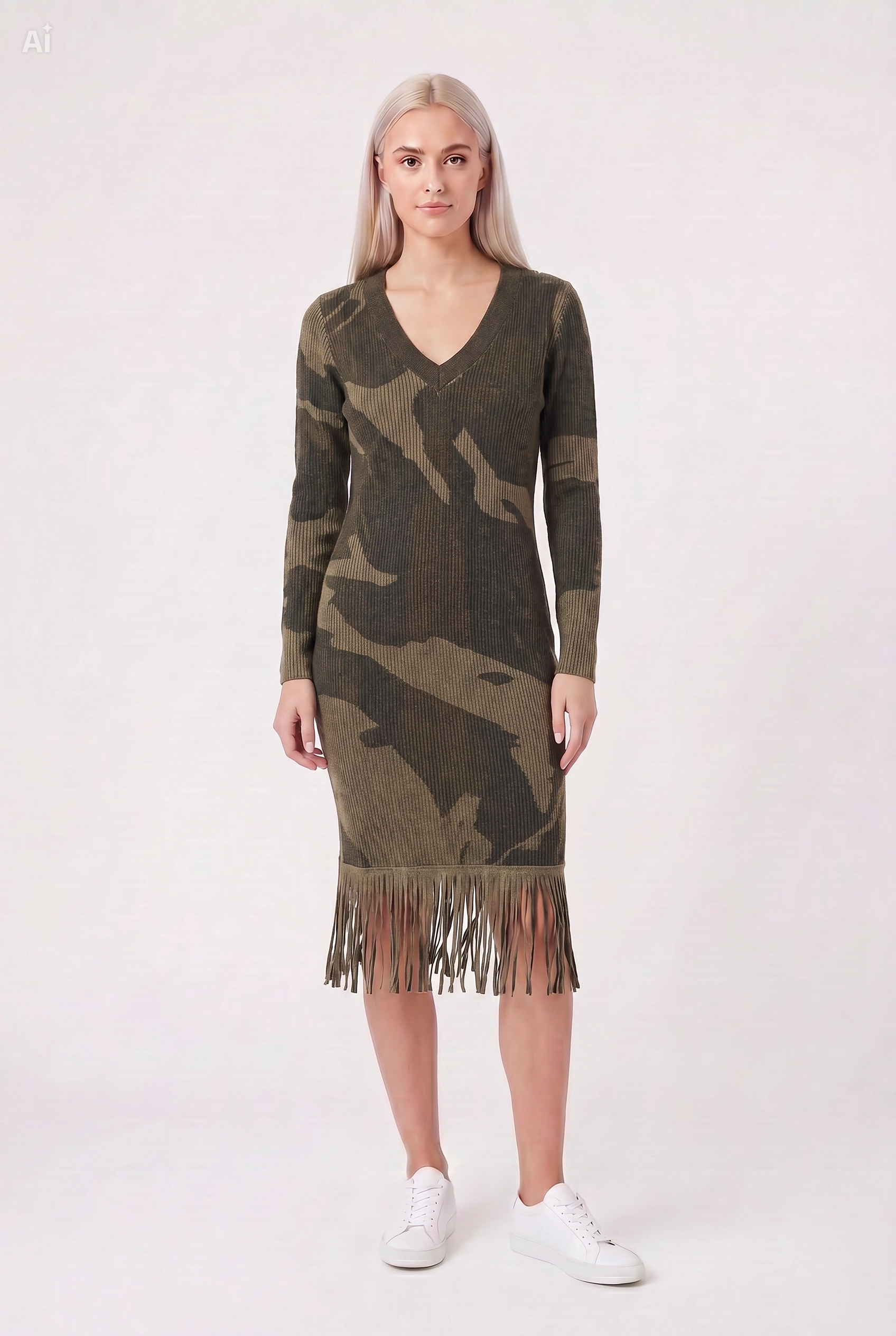Vestido de punto camuflaje