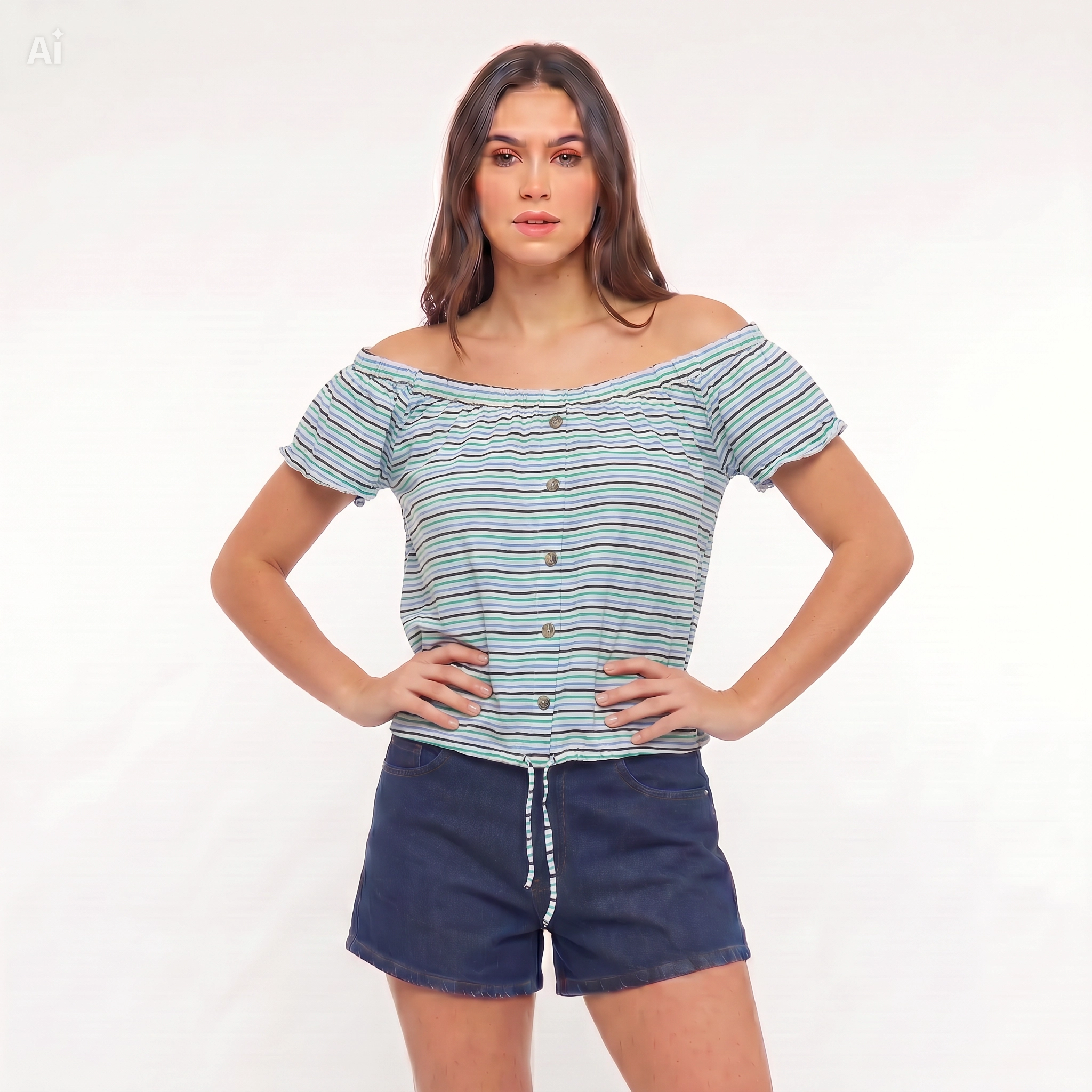 Blusa de rayas hombros descubiertos ANNA A NEW APPROACH TALLA XL