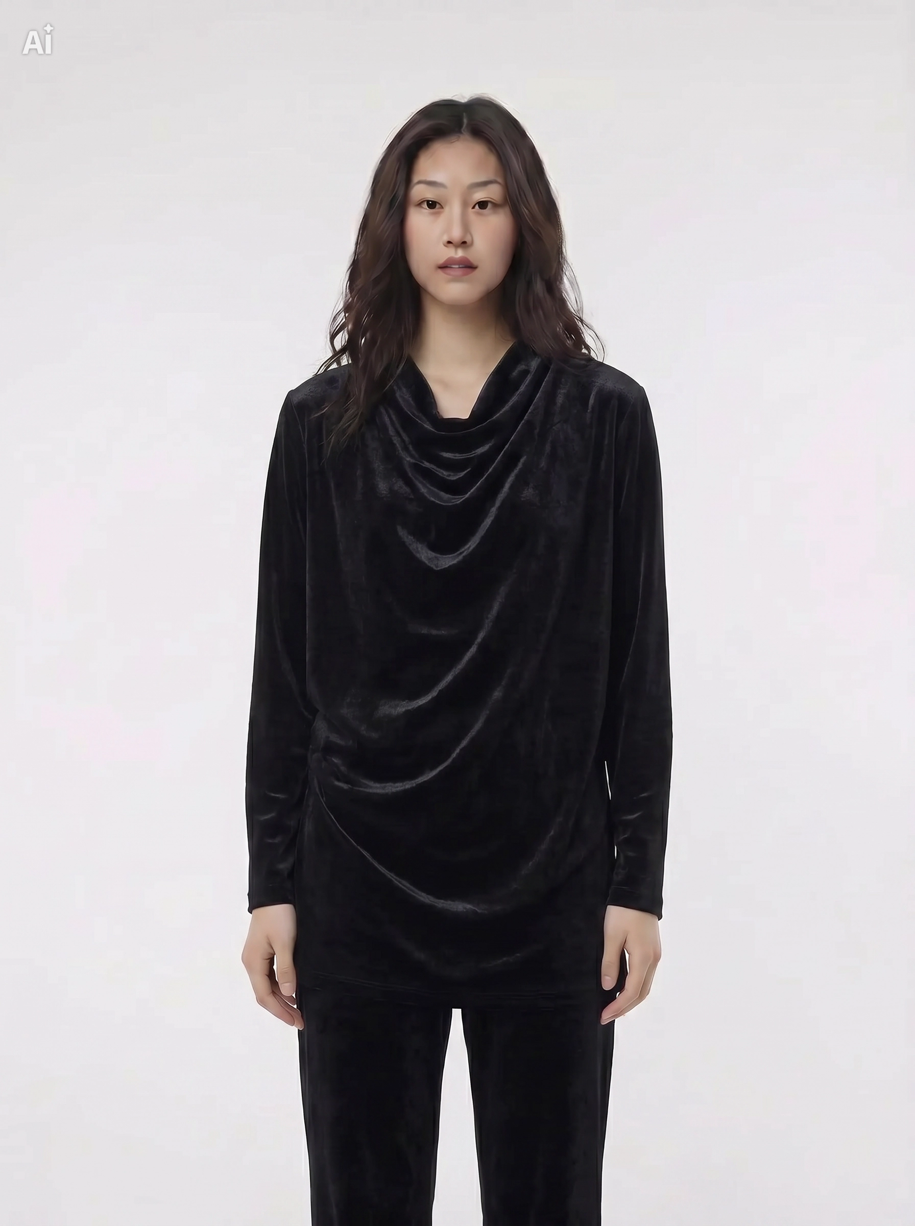 Blusa satinada negro