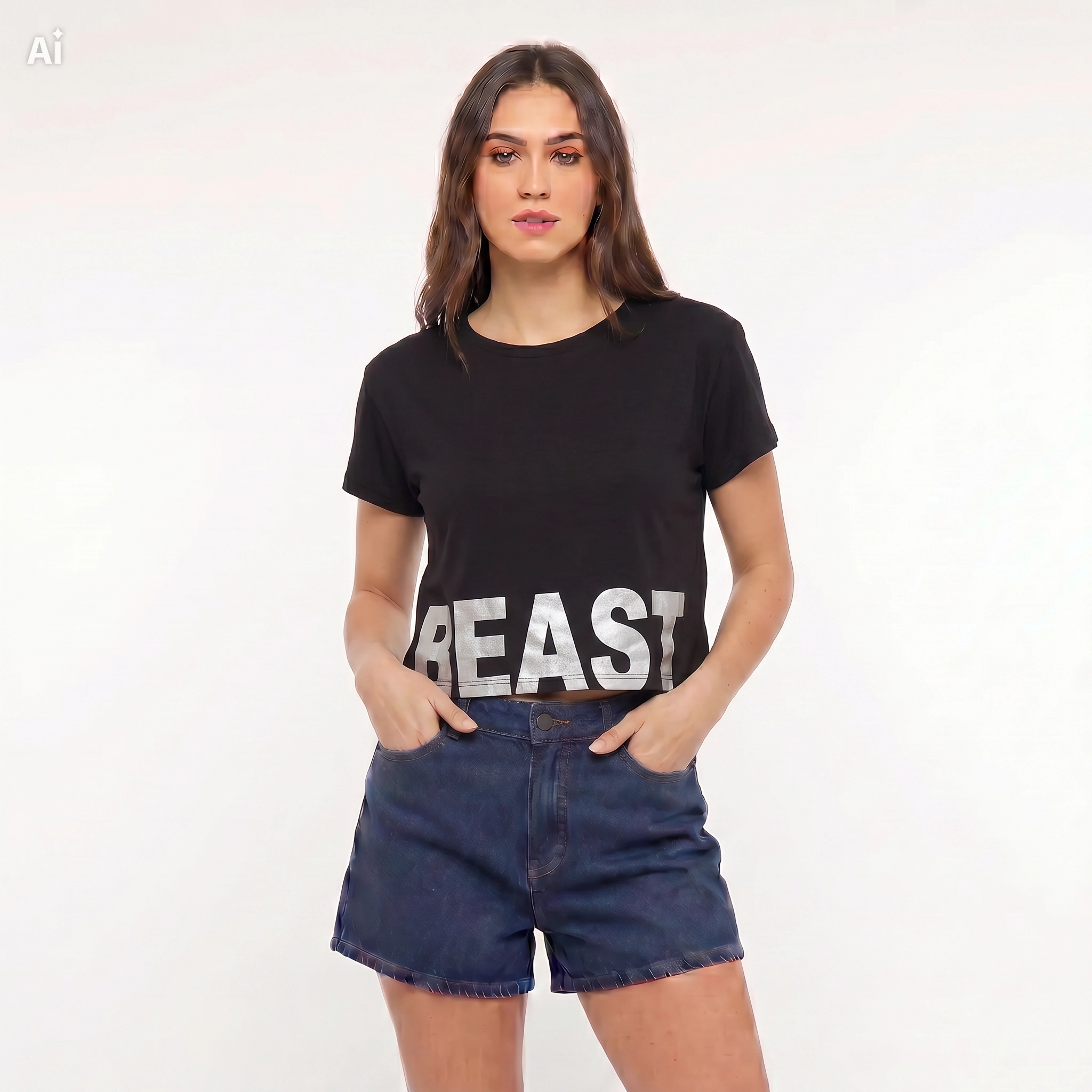 Playera negra 'BEAST' SERIE 8 FITNESS TALLA XL JOVENCITA S DAMA