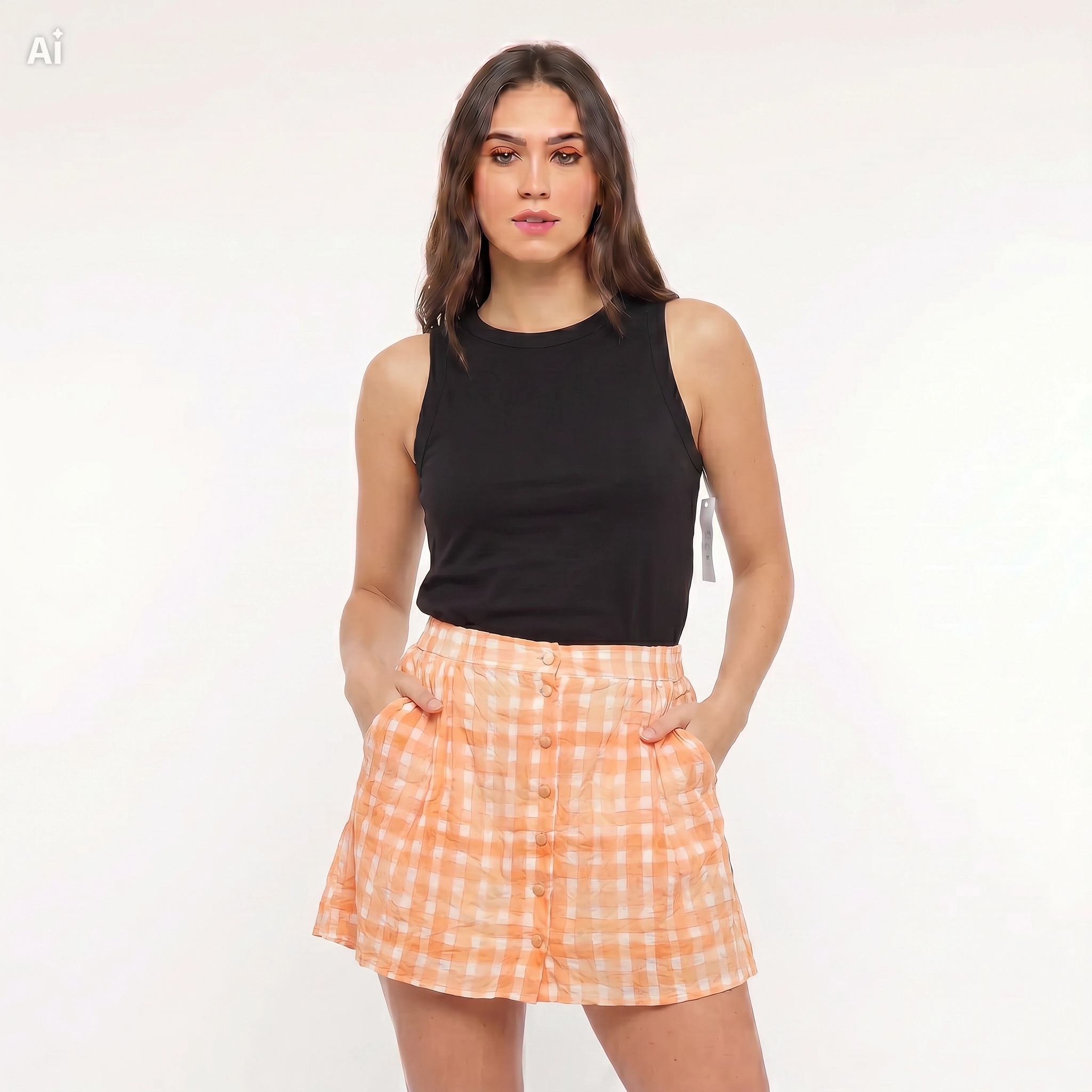 Falda corta a cuadros naranja URBAN OUTFITLERS TALLA S