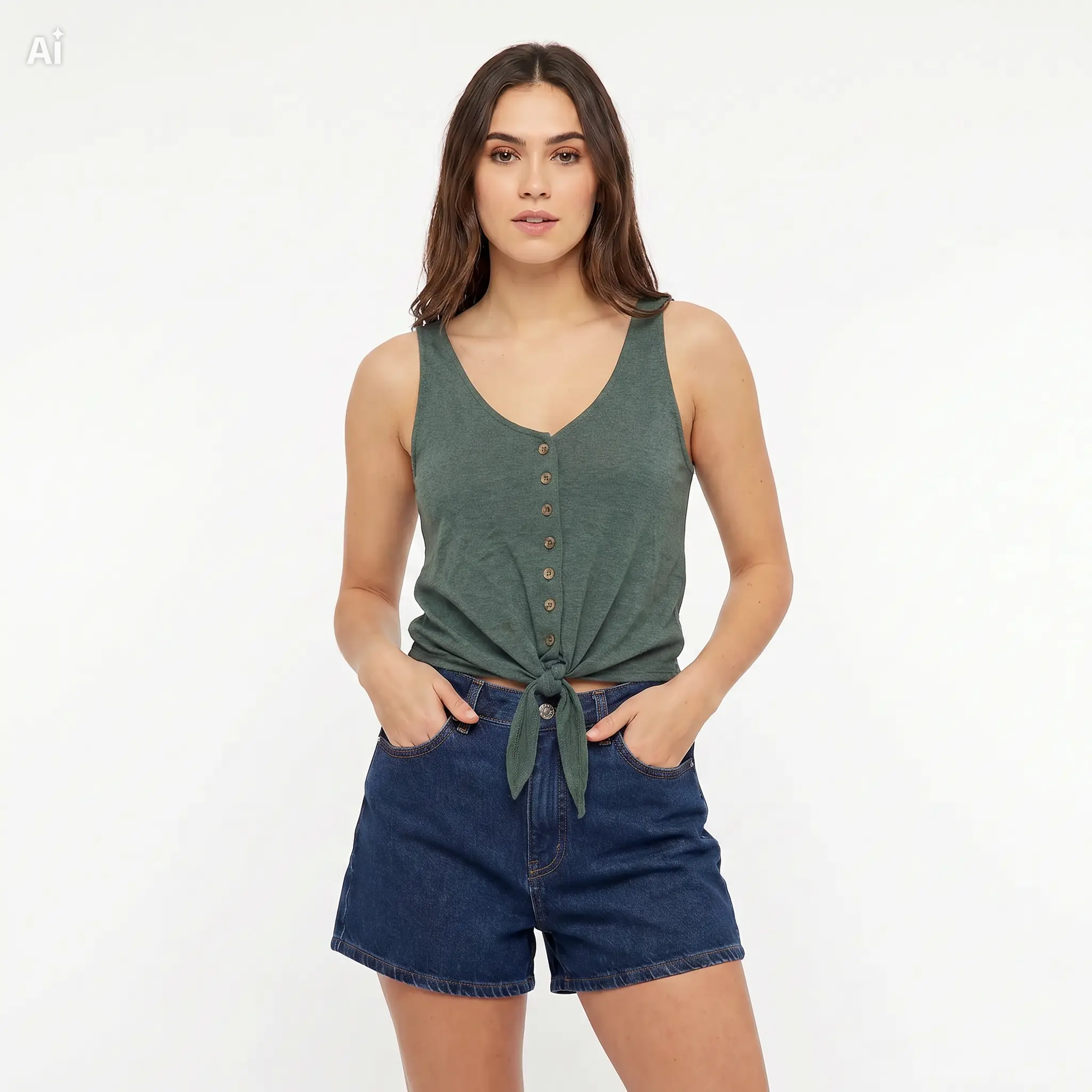 Blusa sin mangas verde  AMERICAN EAGLE Talla M