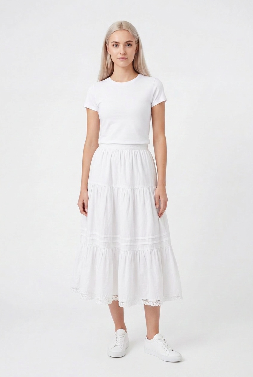 Falda larga blanca Marca Mossino Talla 20W (2XL)