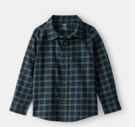 Camisa infantil de cuadros verde OLD NAVY Talla 5