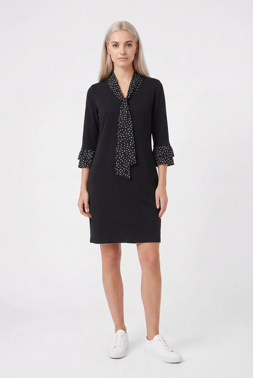 Vestido negro con lazo Marca Nina Leonard Talla L