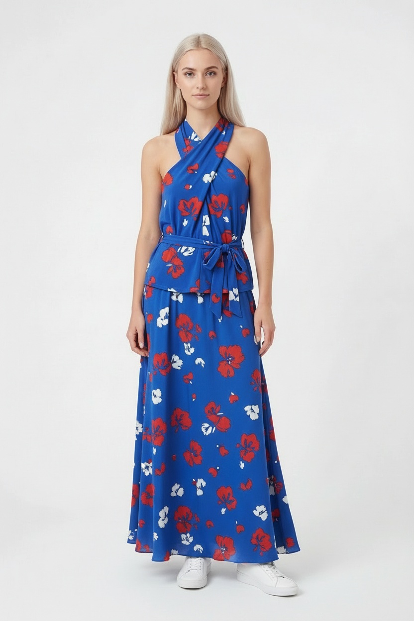 Vestido Largo Floral Azul TAHARI By Arthur S. Levine Talla 10