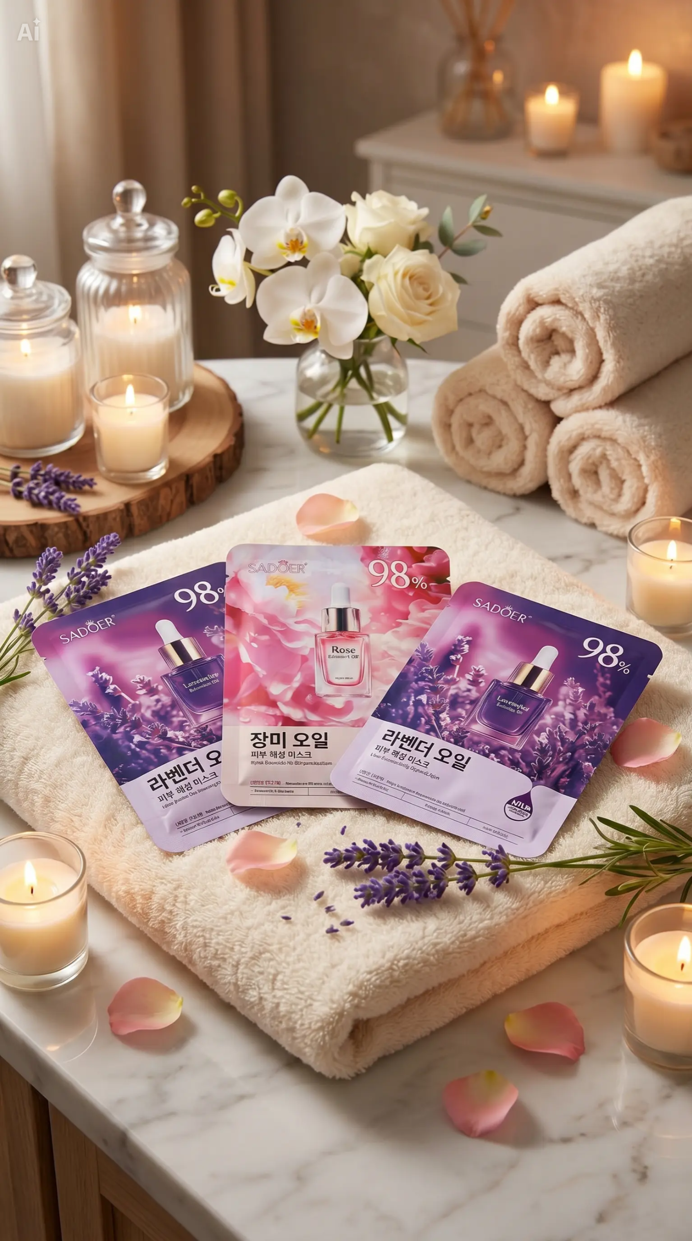 Mascarillas Faciales de Spa Lavanda & Rosa