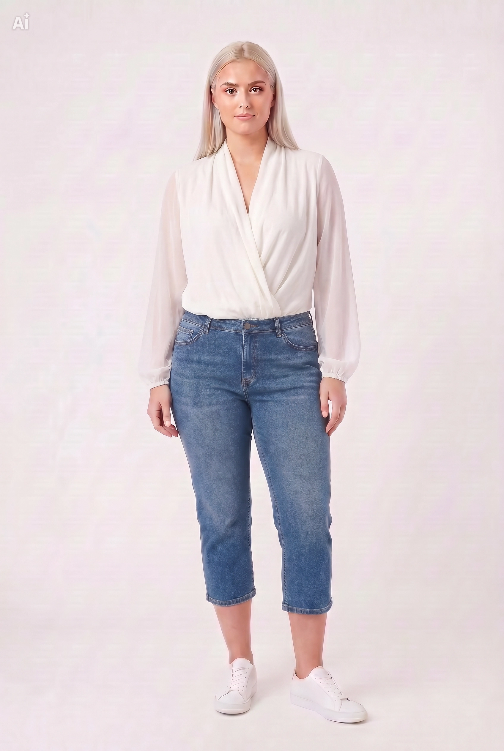 Blusa blanca cruzada GRACIA TALLA M-L