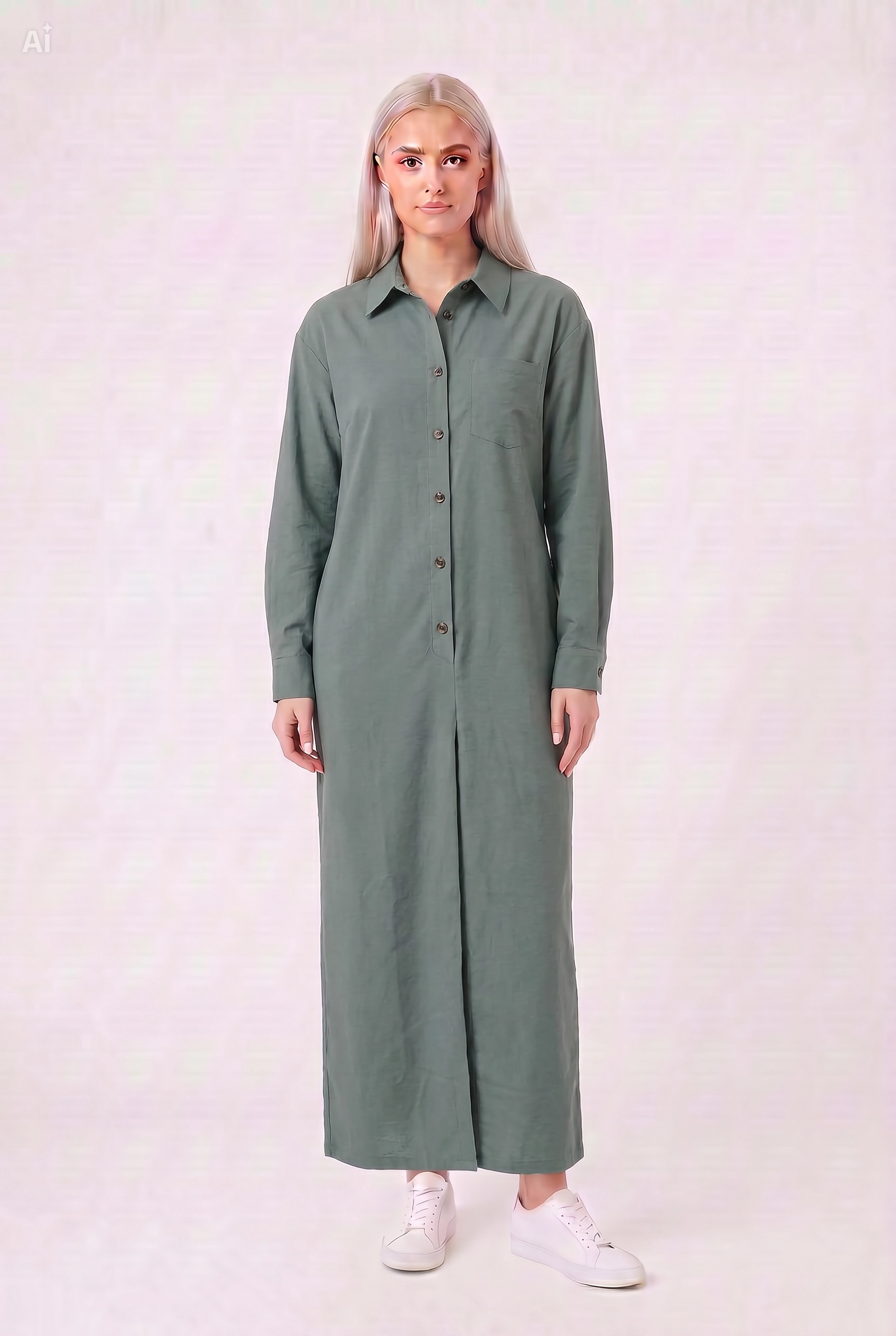Vestido largo tipo camisa