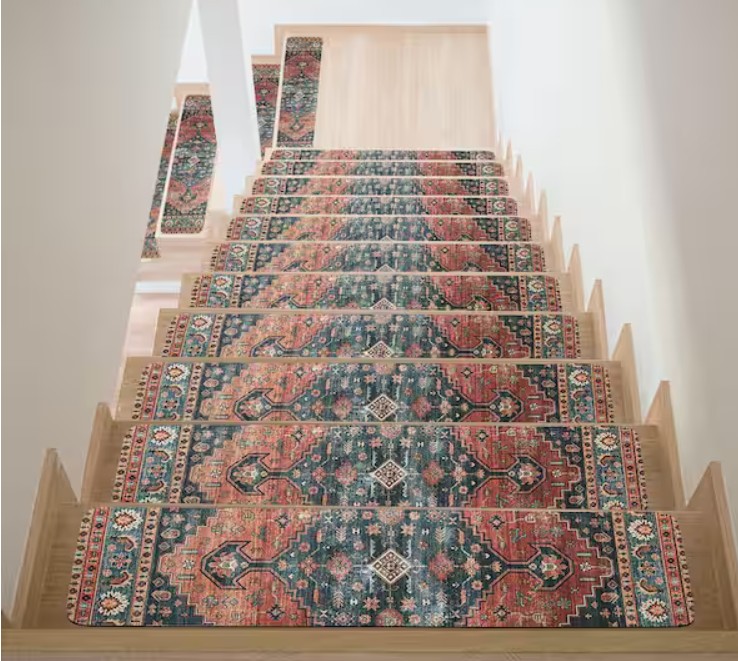 Alfombra para escalera estilo oriental set para 15 escalones