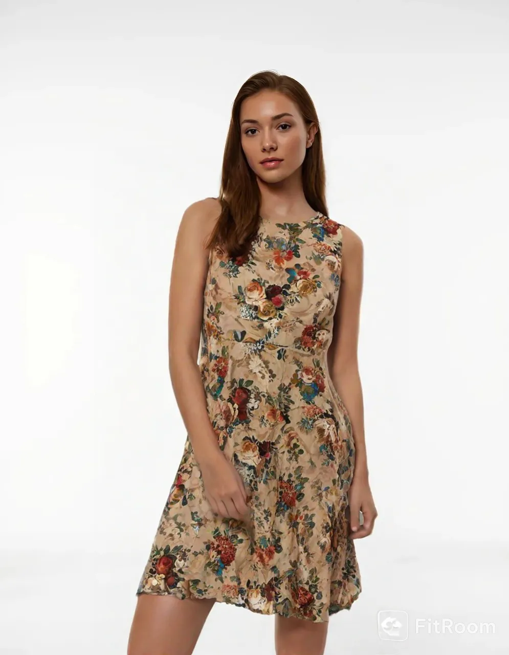 Vestido floral beige