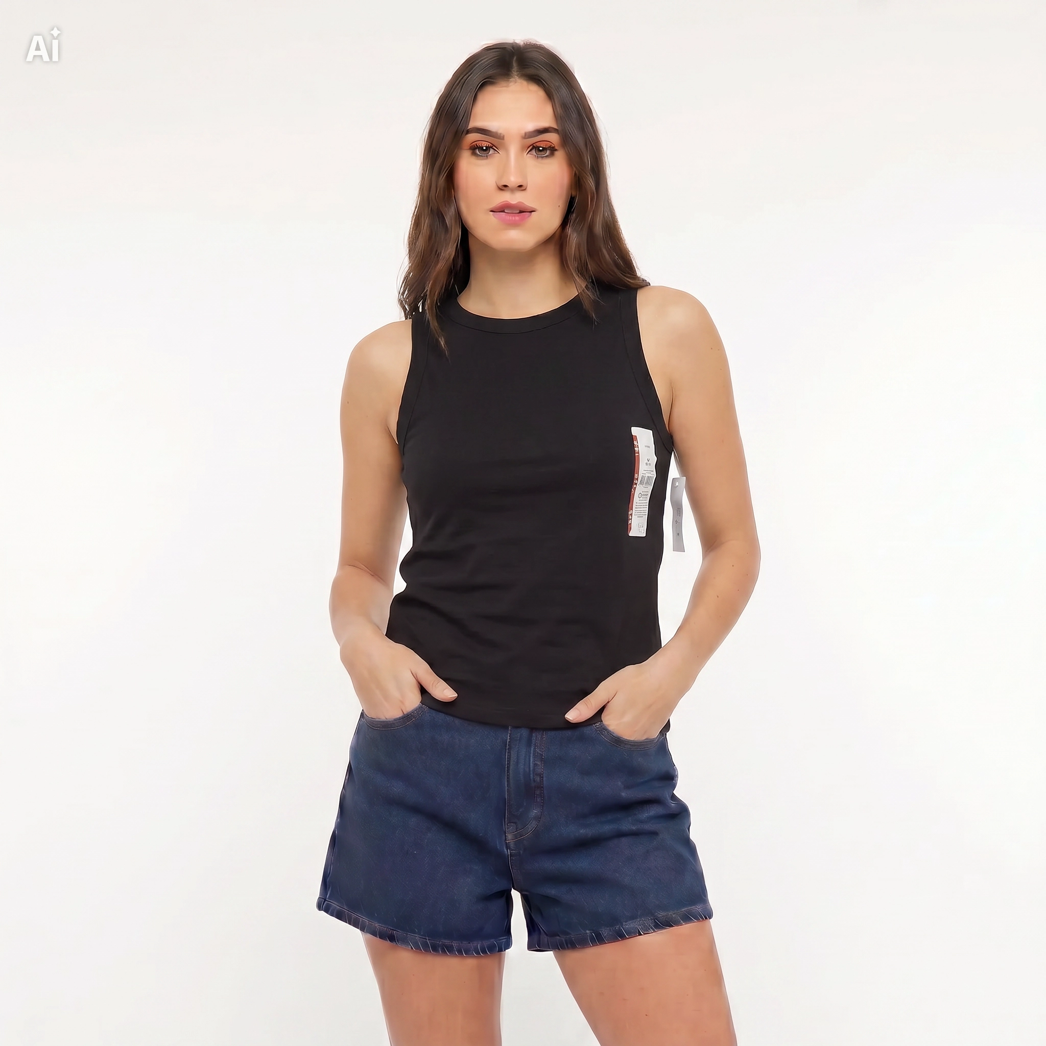 Top sin mangas negro TIME AND TRU TALLA M