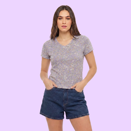 Playera Violeta Estampada ABOUT US TALLA S