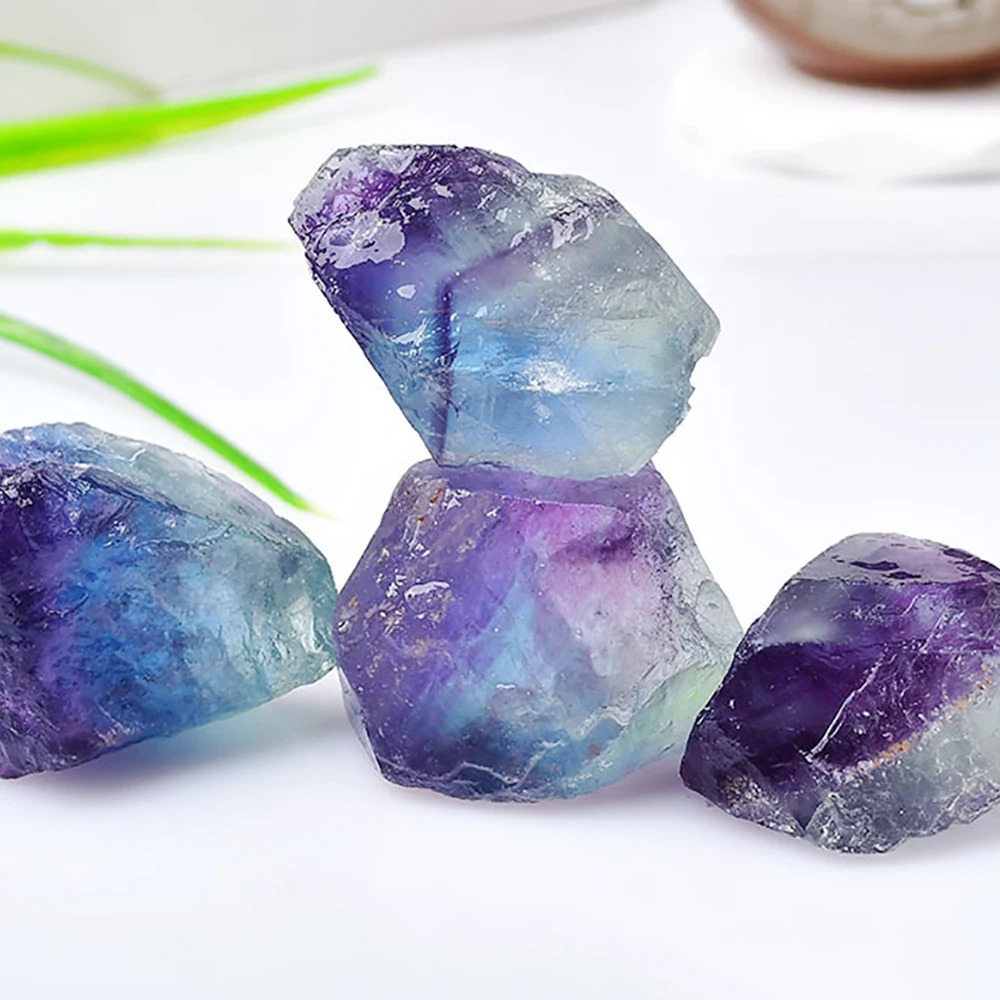Natural Rainbow Fluorite Raw Crystal Stones – Irregular Healing Mineral for Home Décor & Collection