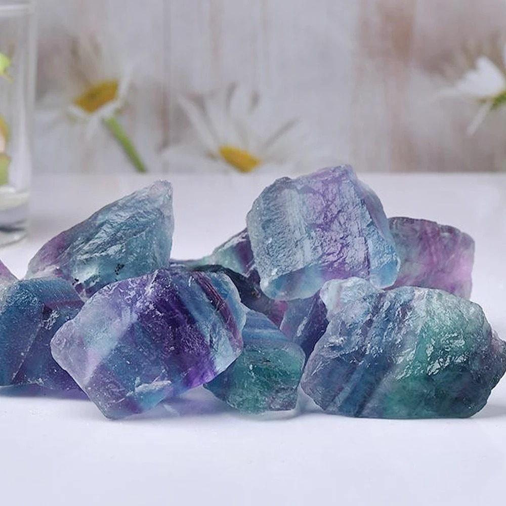 Natural Rainbow Fluorite Raw Crystal Stones – Irregular Healing Mineral for Home Décor & Collection