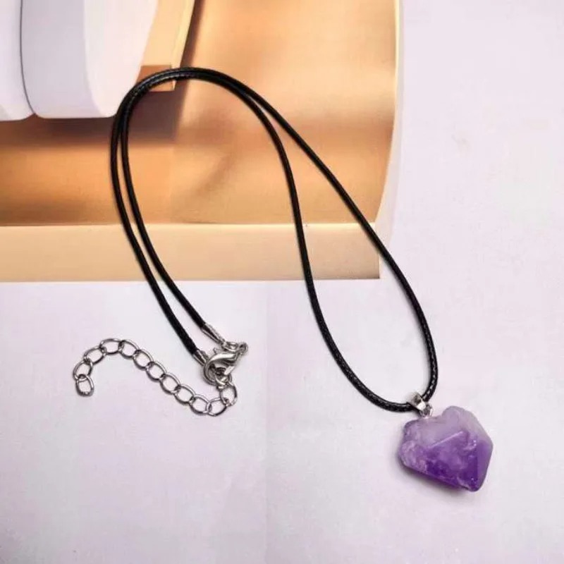 Natural Amethyst Crystal Pendant Necklace – Healing Stone Chakra Jewelry | Elegant Wellness & Energy Balance Gift