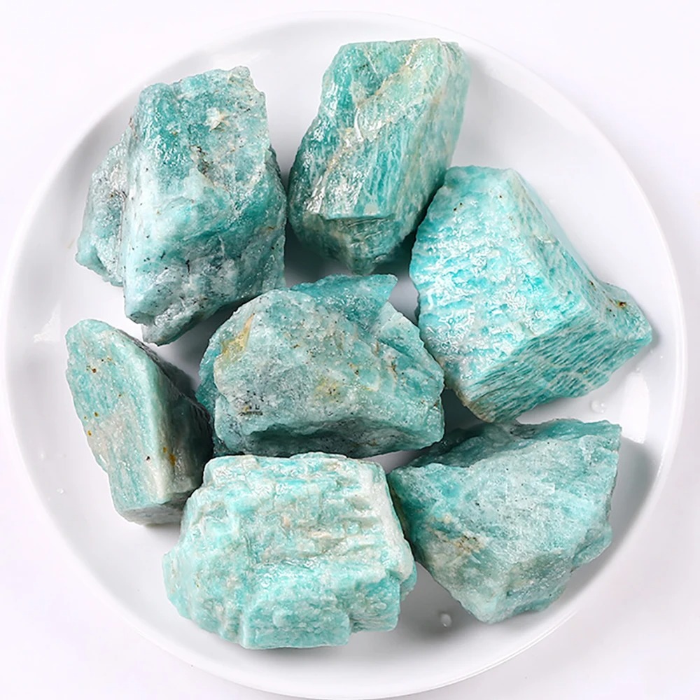 Natural Amazonite Raw Crystal Stones – Blue Green Healing Mineral for Home Décor & DIY Crafts