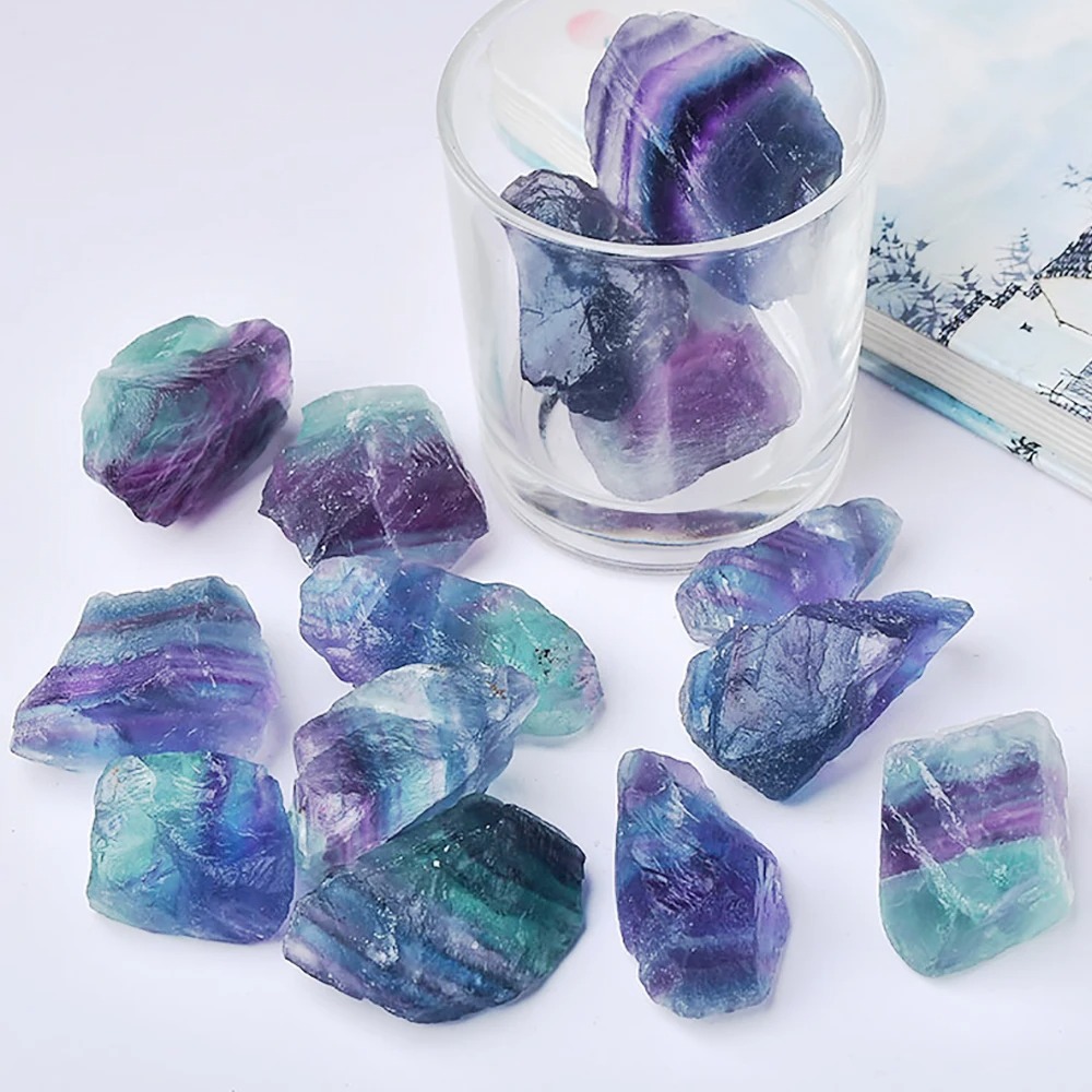 Natural Rainbow Fluorite Raw Crystal Stones – Irregular Healing Mineral for Home Décor & Collection