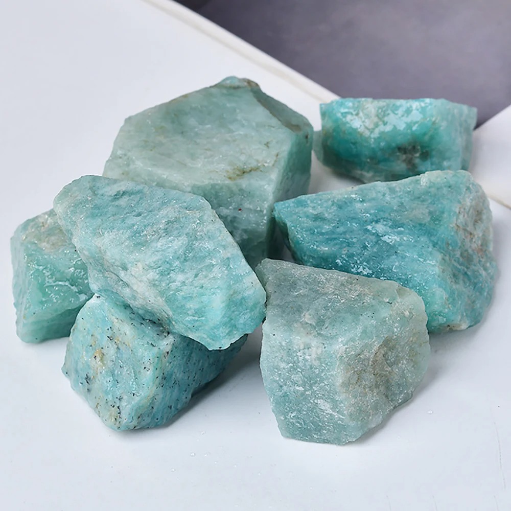 Natural Amazonite Raw Crystal Stones – Blue Green Healing Mineral for Home Décor & DIY Crafts