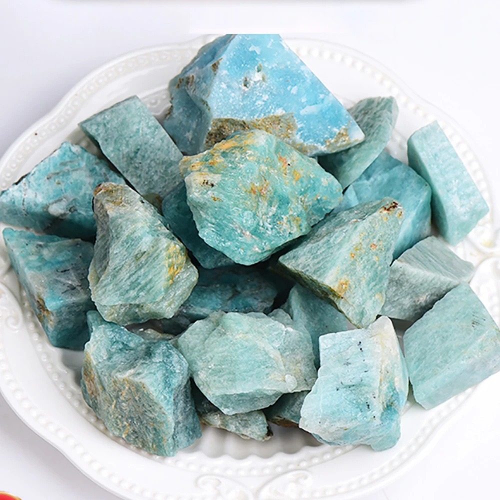 Natural Amazonite Raw Crystal Stones – Blue Green Healing Mineral for Home Décor & DIY Crafts