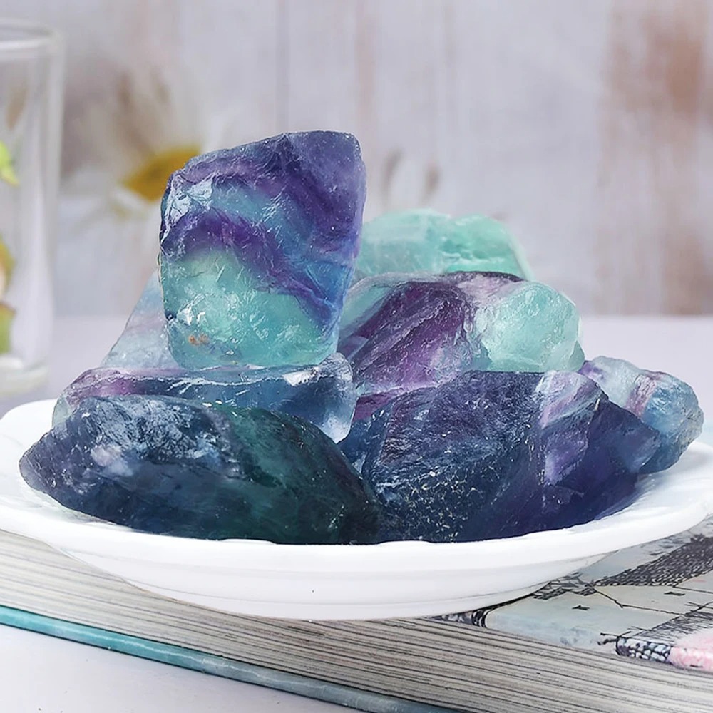 Natural Rainbow Fluorite Raw Crystal Stones – Irregular Healing Mineral for Home Décor & Collection