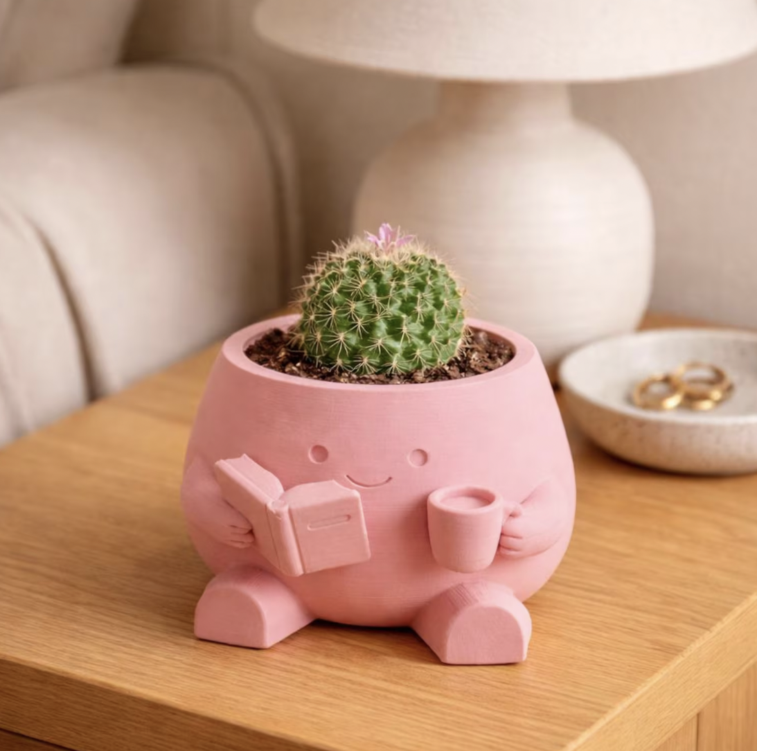 Pink Character Cactus Planter