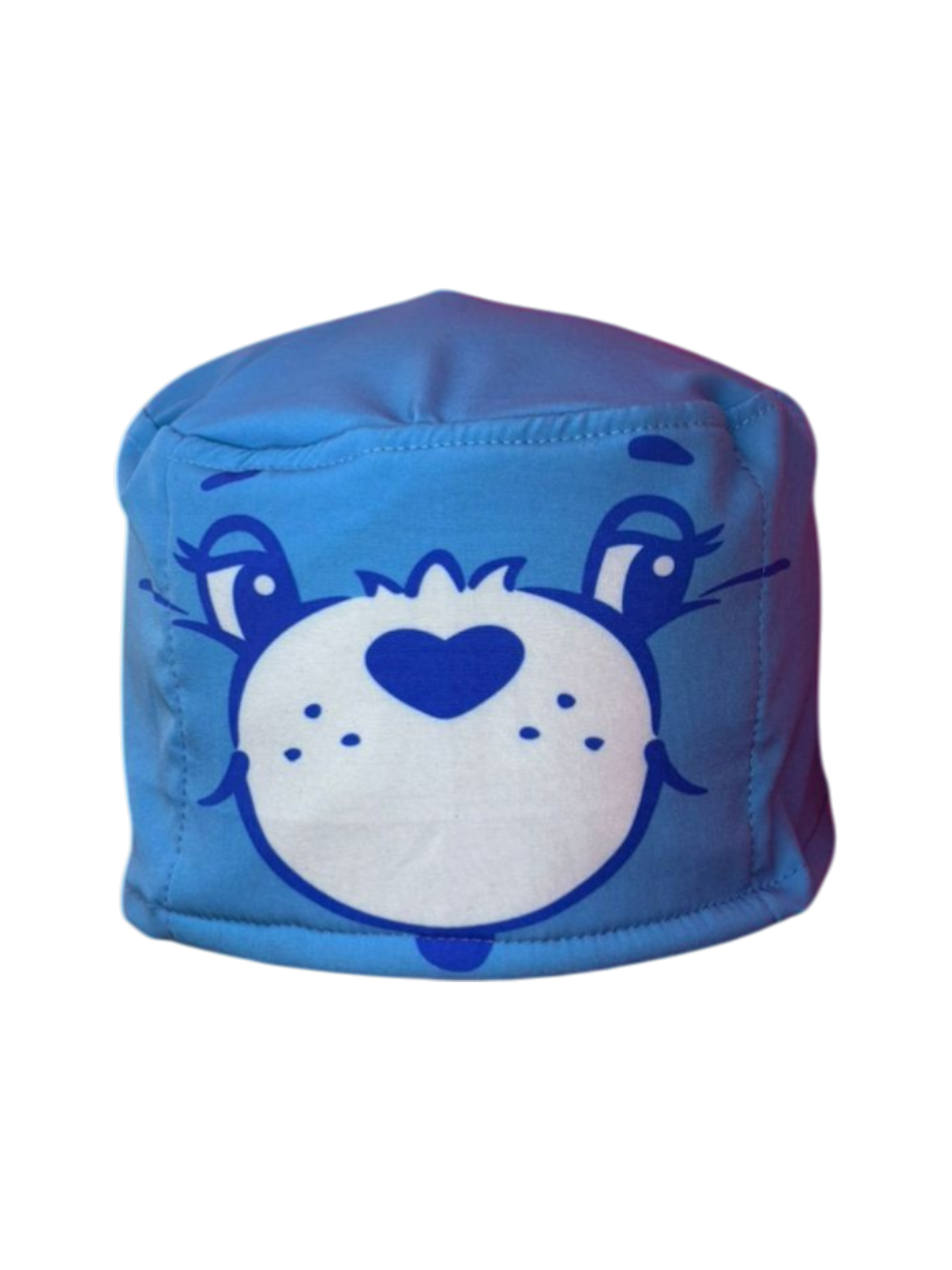 Gorro de tela azul con diseño de oso