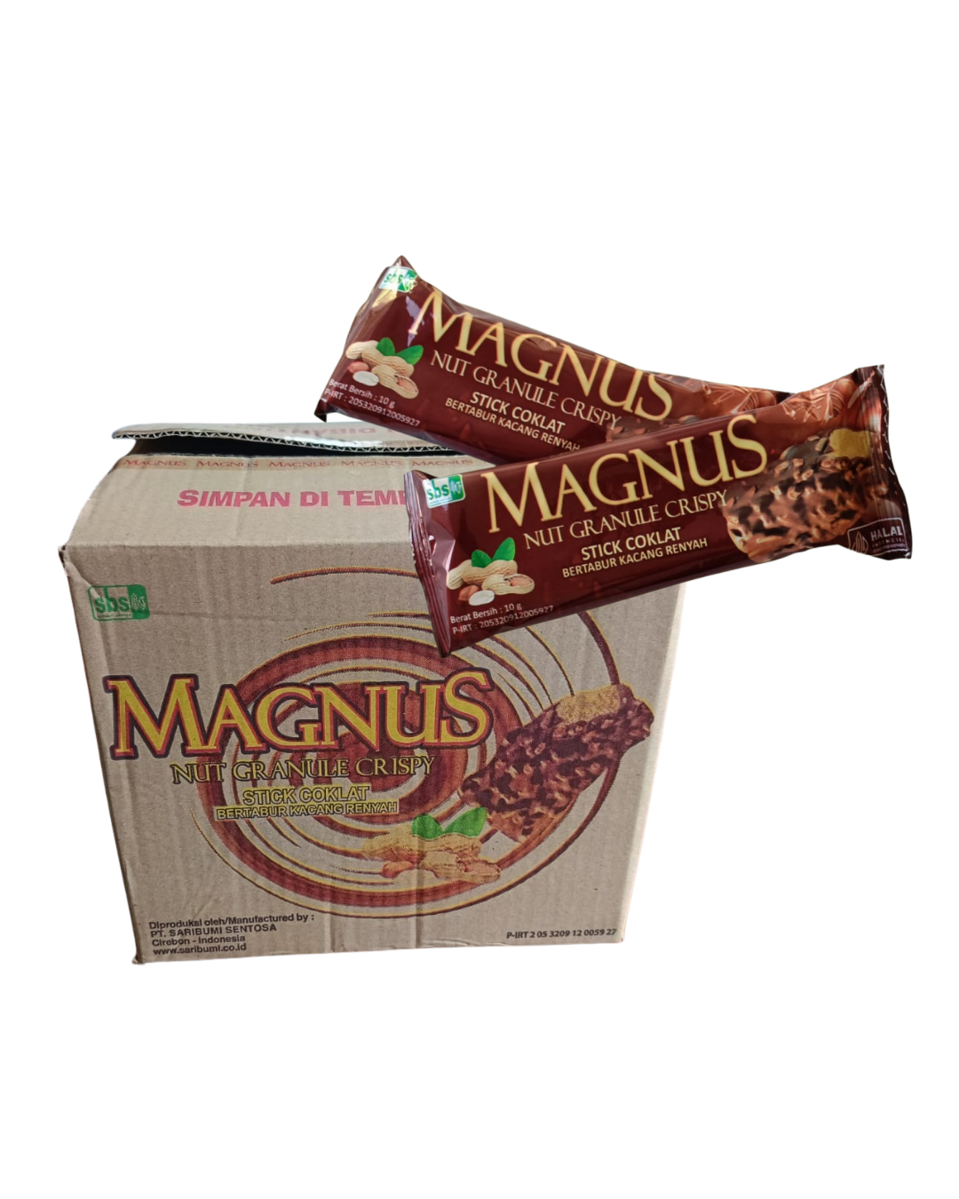 Magnus Nut Granule Crisp Stick Coklat 1 Karton @ 120 pcs