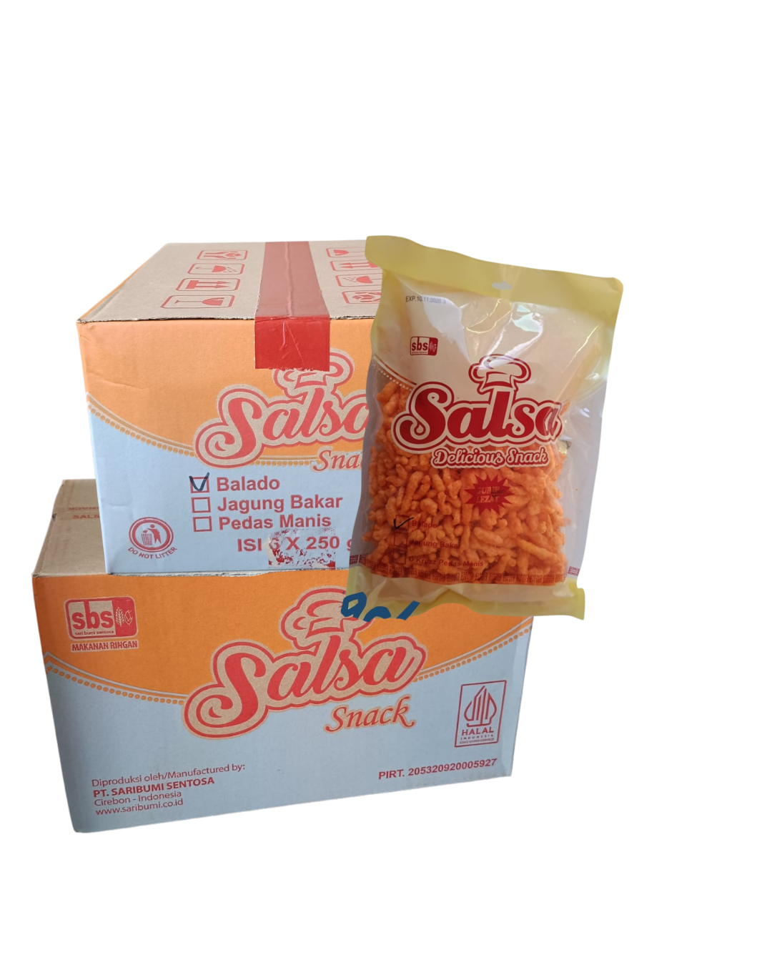 Salsa Snack Rasa Balado 1 Karton @ 6 pcs x 250 gr
