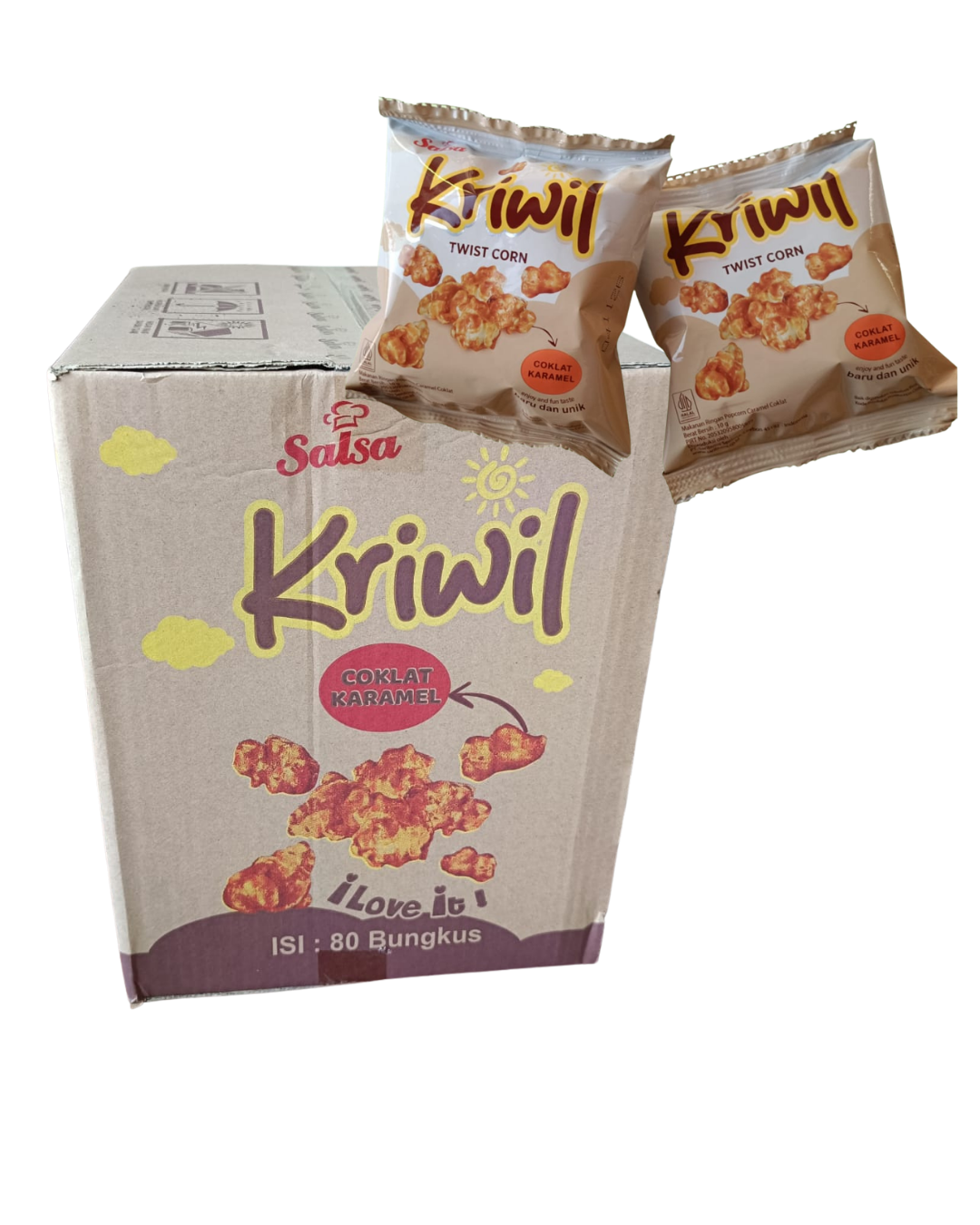 Kriwil Coklat Karamel 1 Karton @ 80 pcs