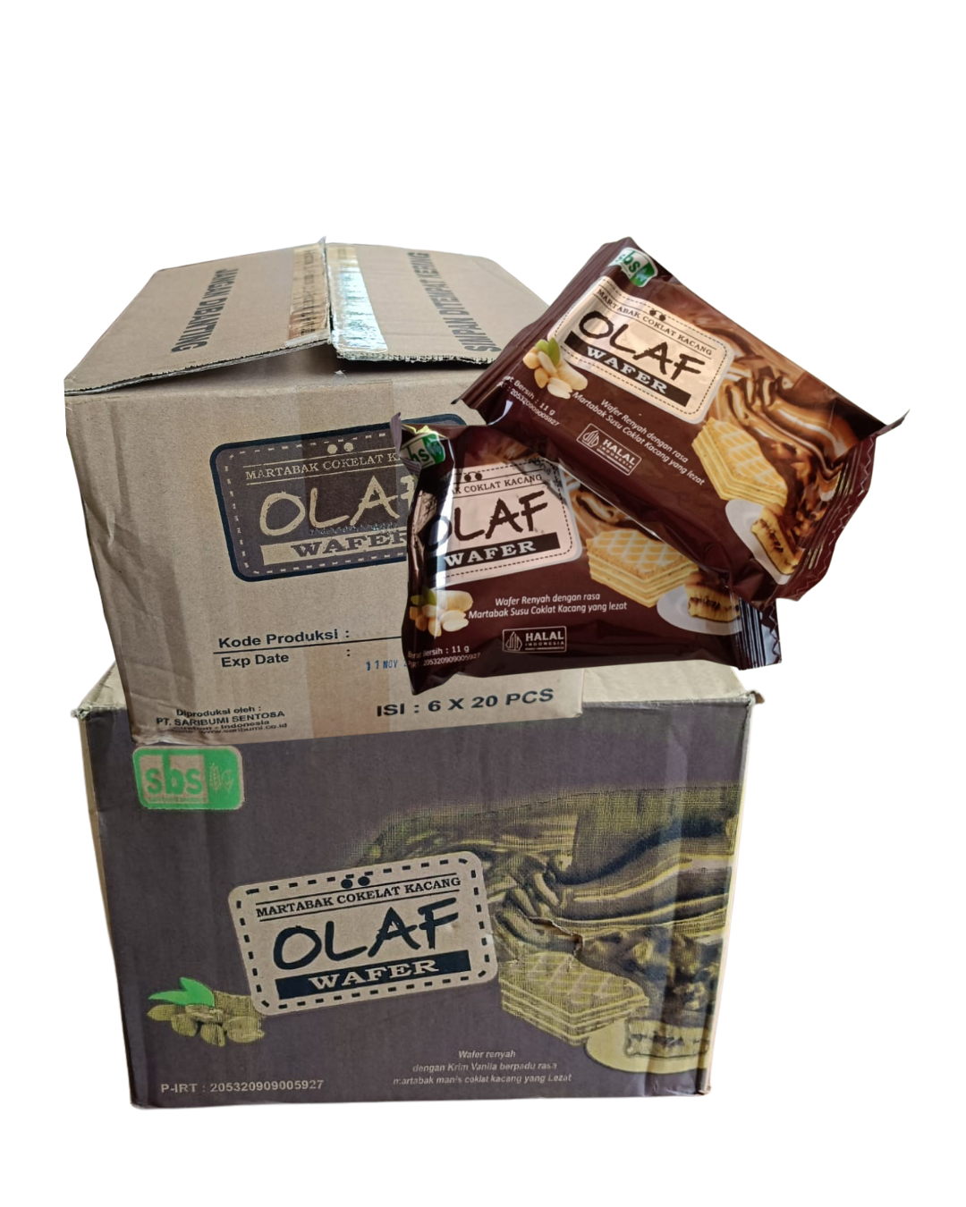 Olaf Wafer Coklat Kacang 1 Karton @ 120 pcs
