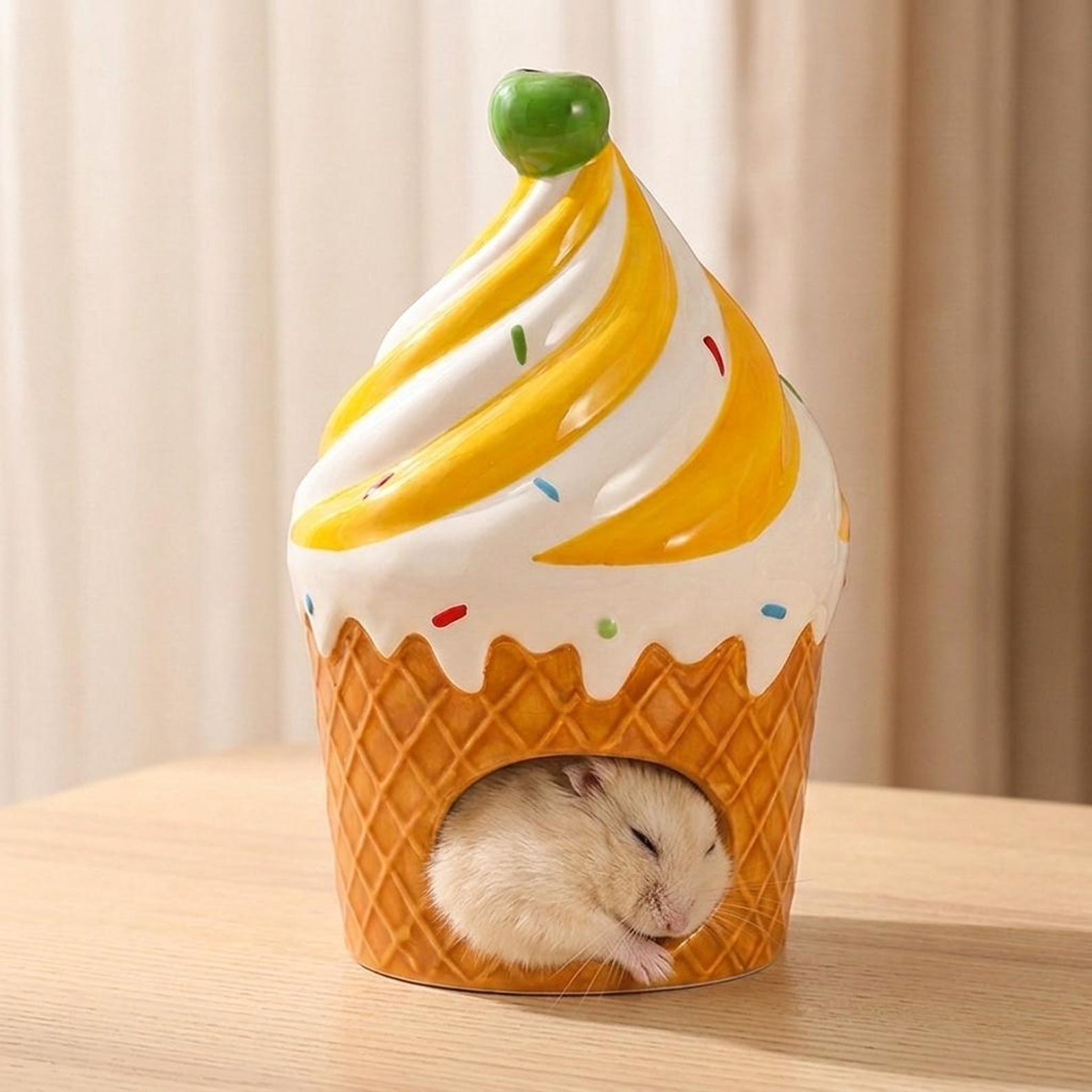 Ceramic hamster nest, a summer cooling igloo, golden hamster ice cream nest