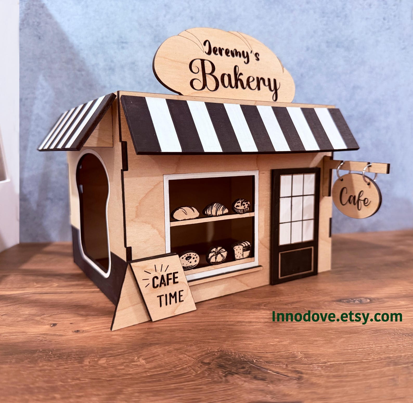Custom Hamster Hideout/Hamster Bakery/ Hamster Cafe shop/Fresh Bread Day for hammy/Custom Shop name and color/Hamster house/accessory/Toys
